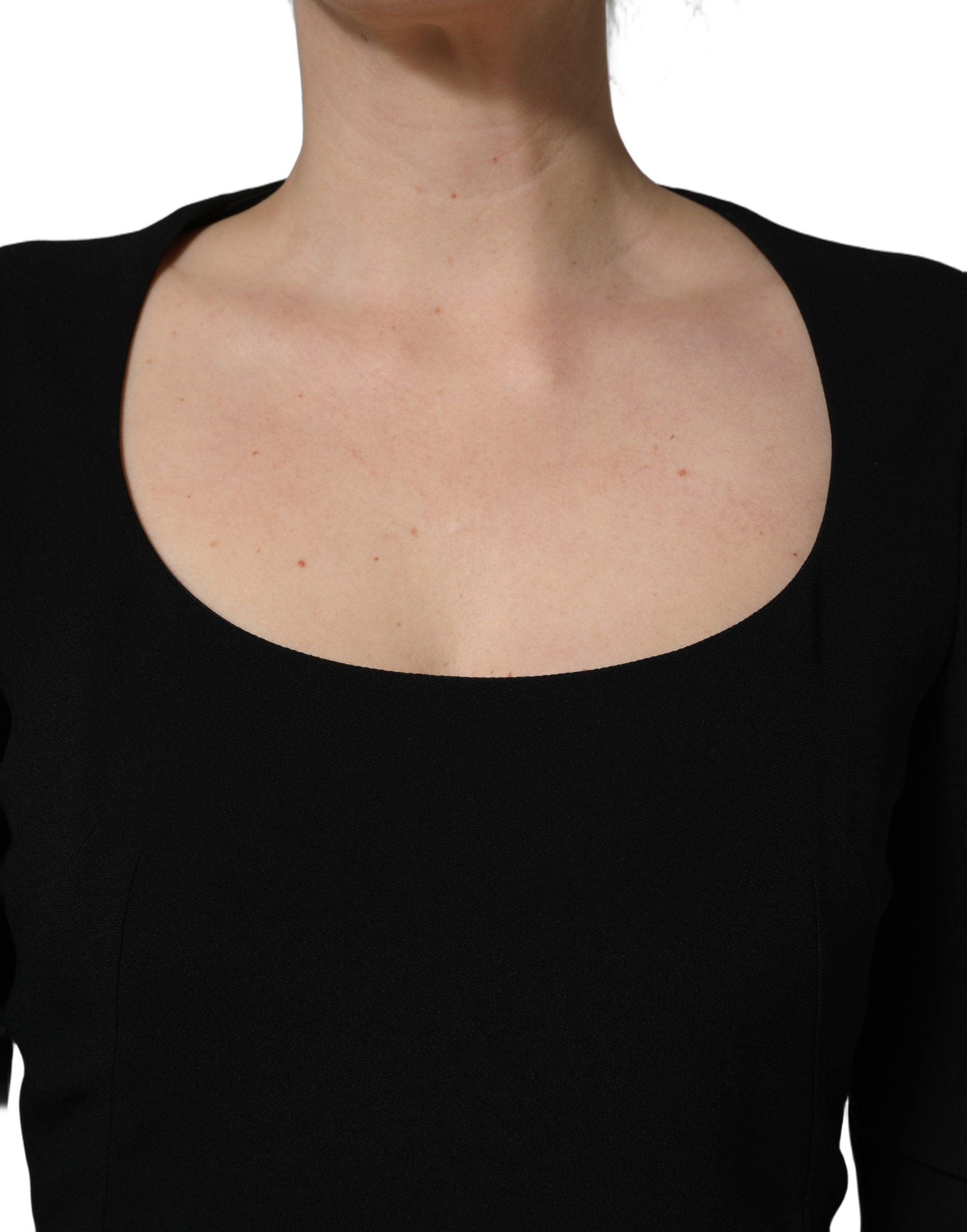 Roberto Cavalli Black Long Sleeves Scoop Neck Mini Dress