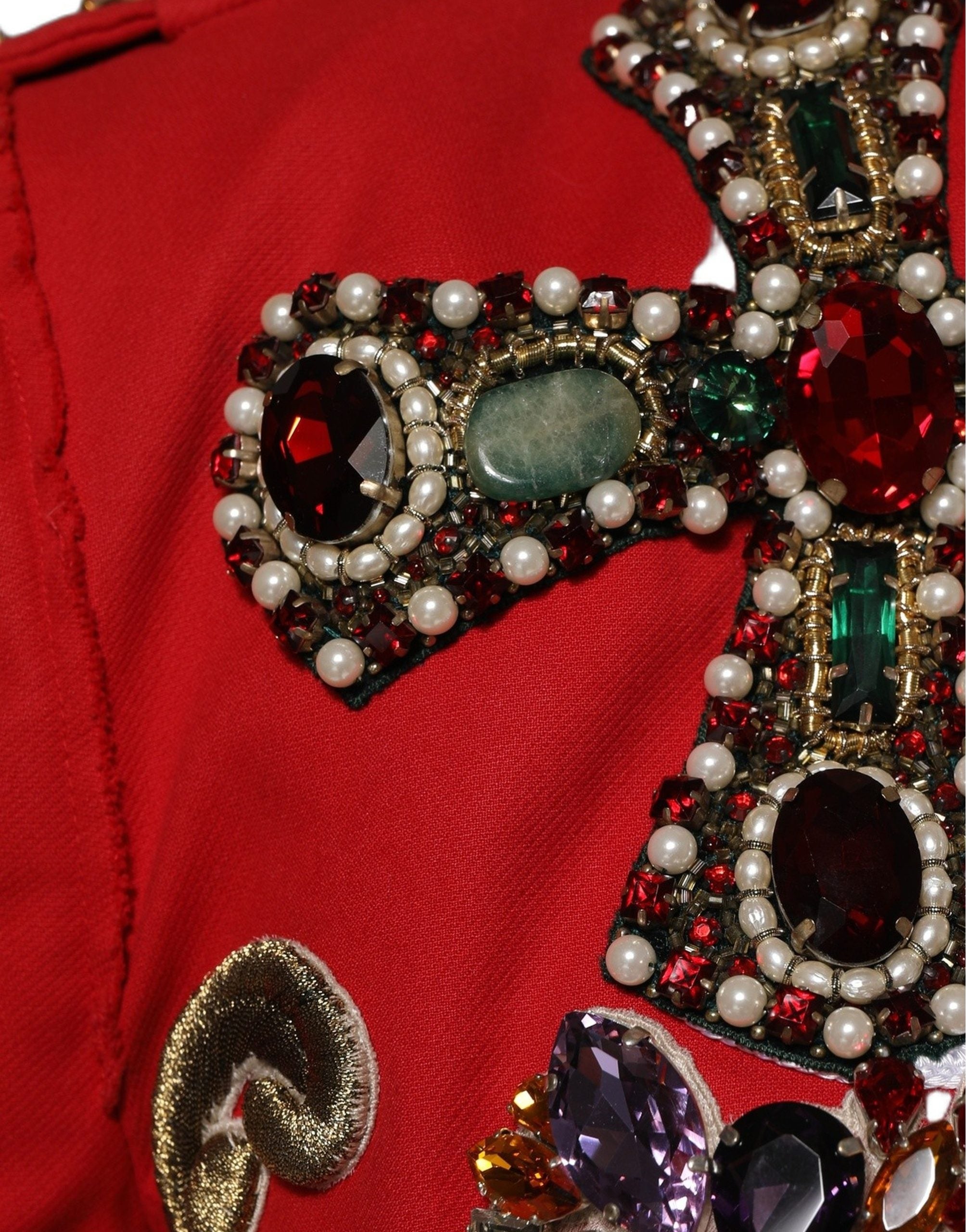 Dolce & Gabbana Multicolor Asymmetrical Ornate Jewel Cropped Jacket