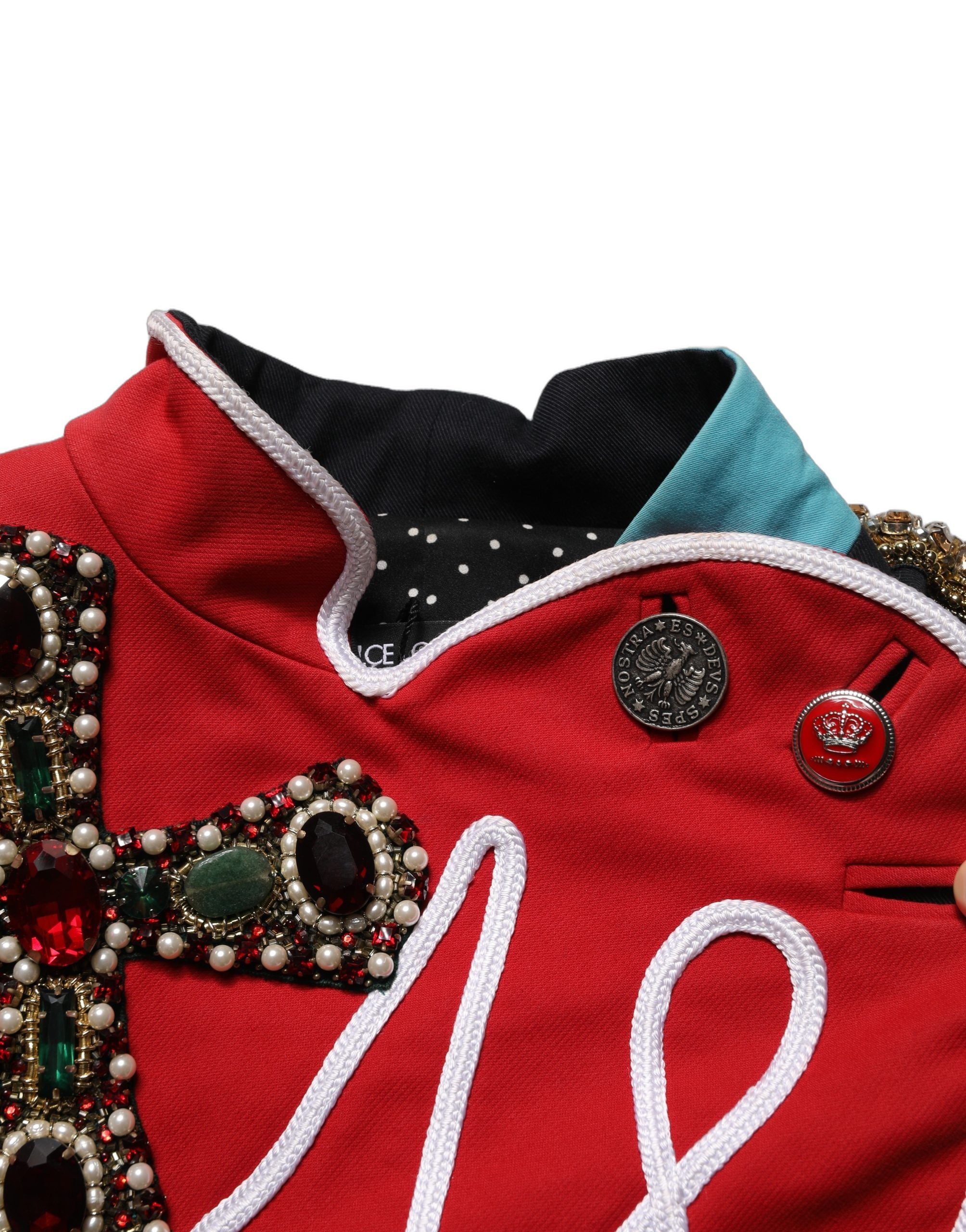 Dolce & Gabbana Multicolor Asymmetrical Ornate Jewel Cropped Jacket
