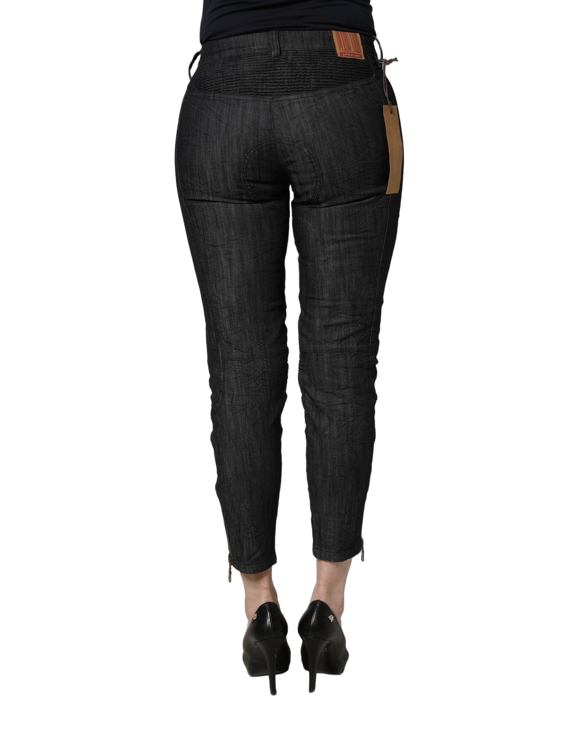PLEIN SUD Black Cotton Mid Waist Skinny Denim Jeans