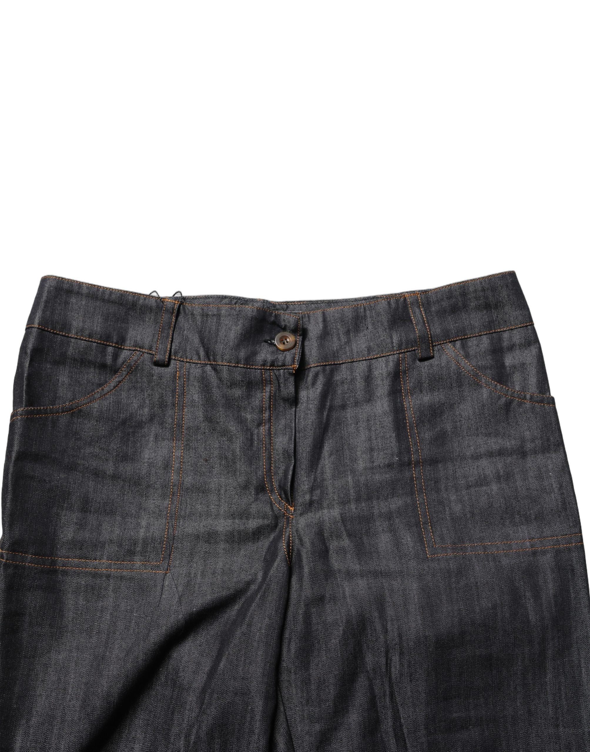 BENCIVENGA Black Cotton Mid Waist Skinny Denim Trouser Jeans