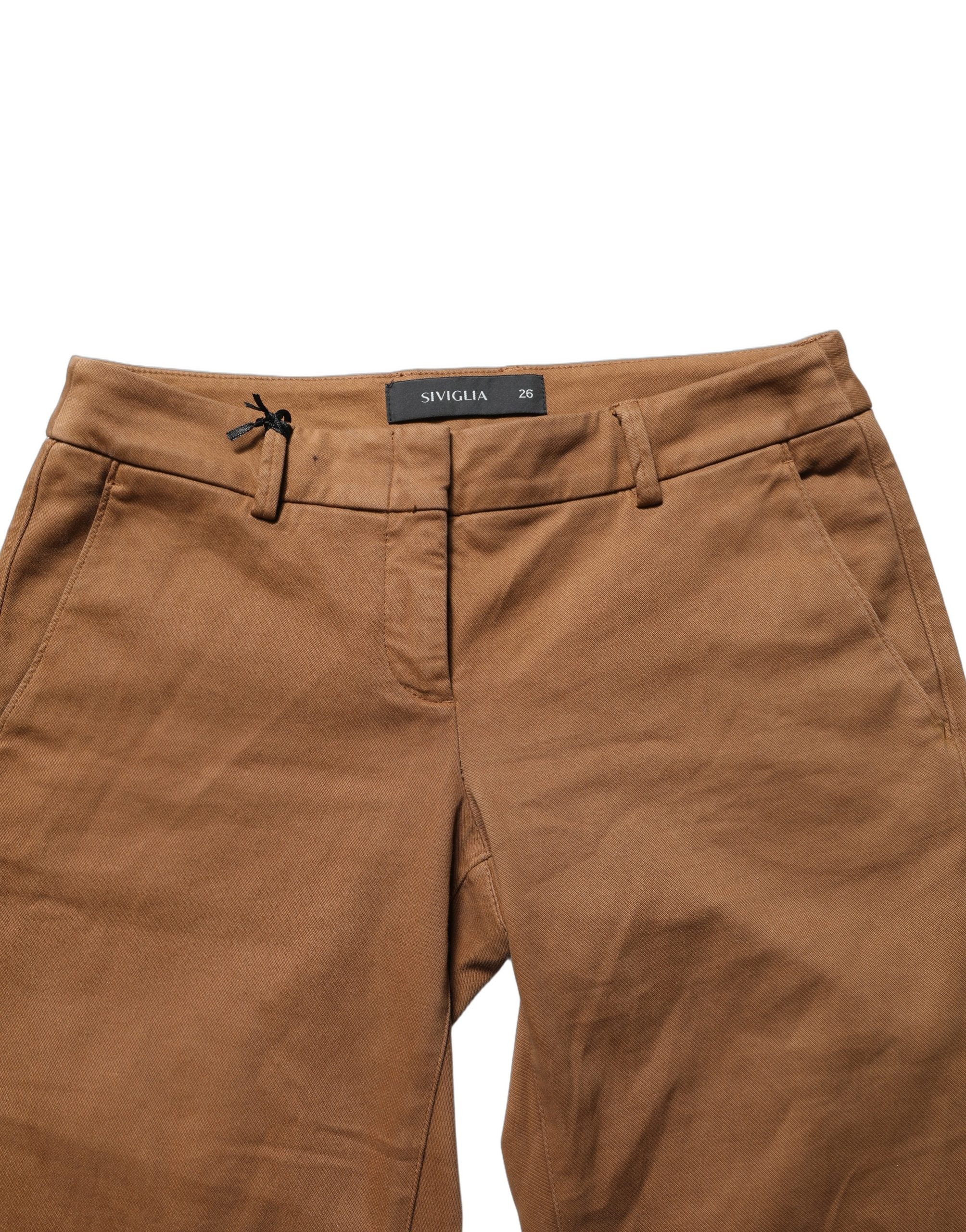 Siviglia Brown Low Waist Cotton Women Bootcut Trousers Pants