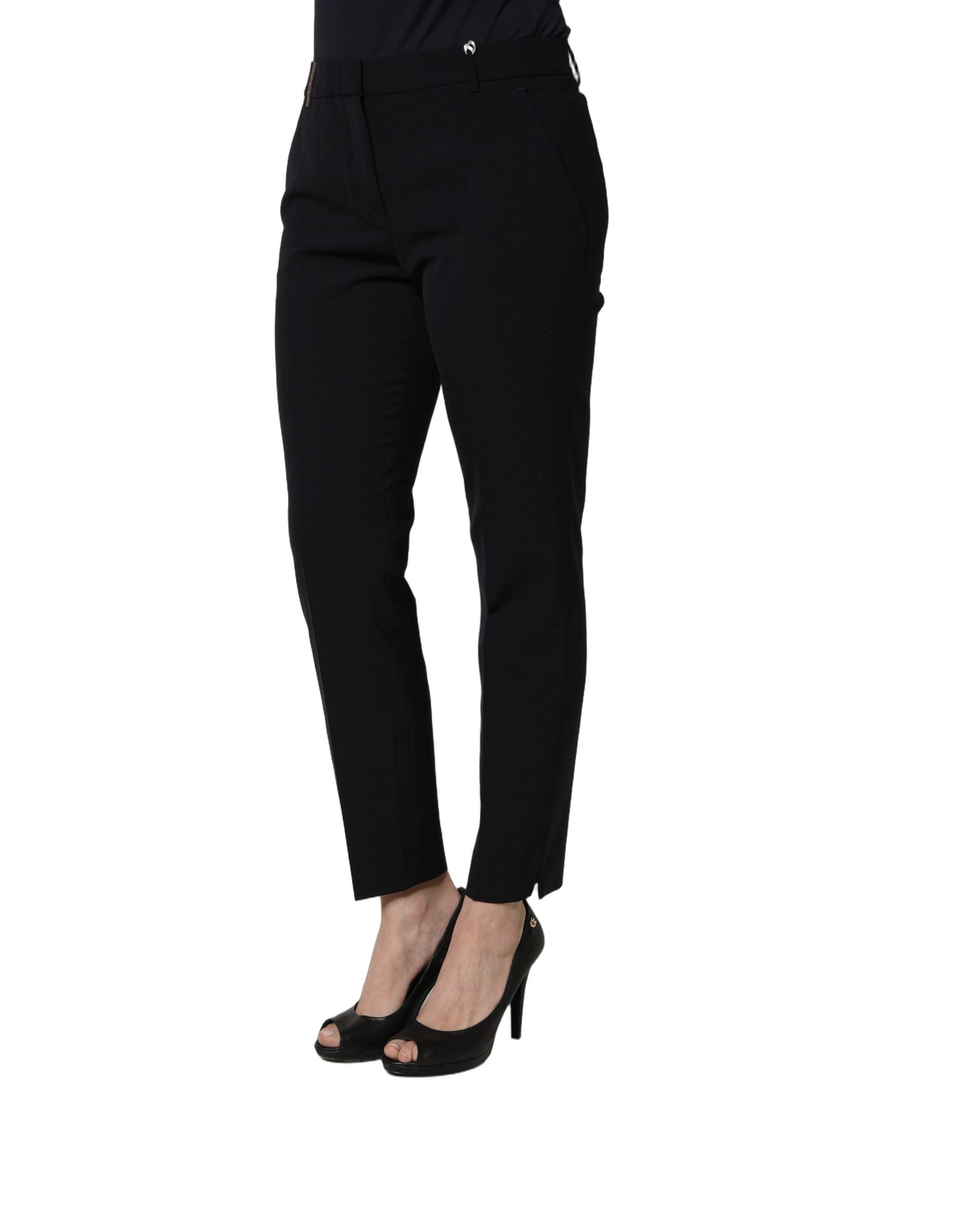 Peserico Black Skinny Mid Waist Chino Women Trouser Pants