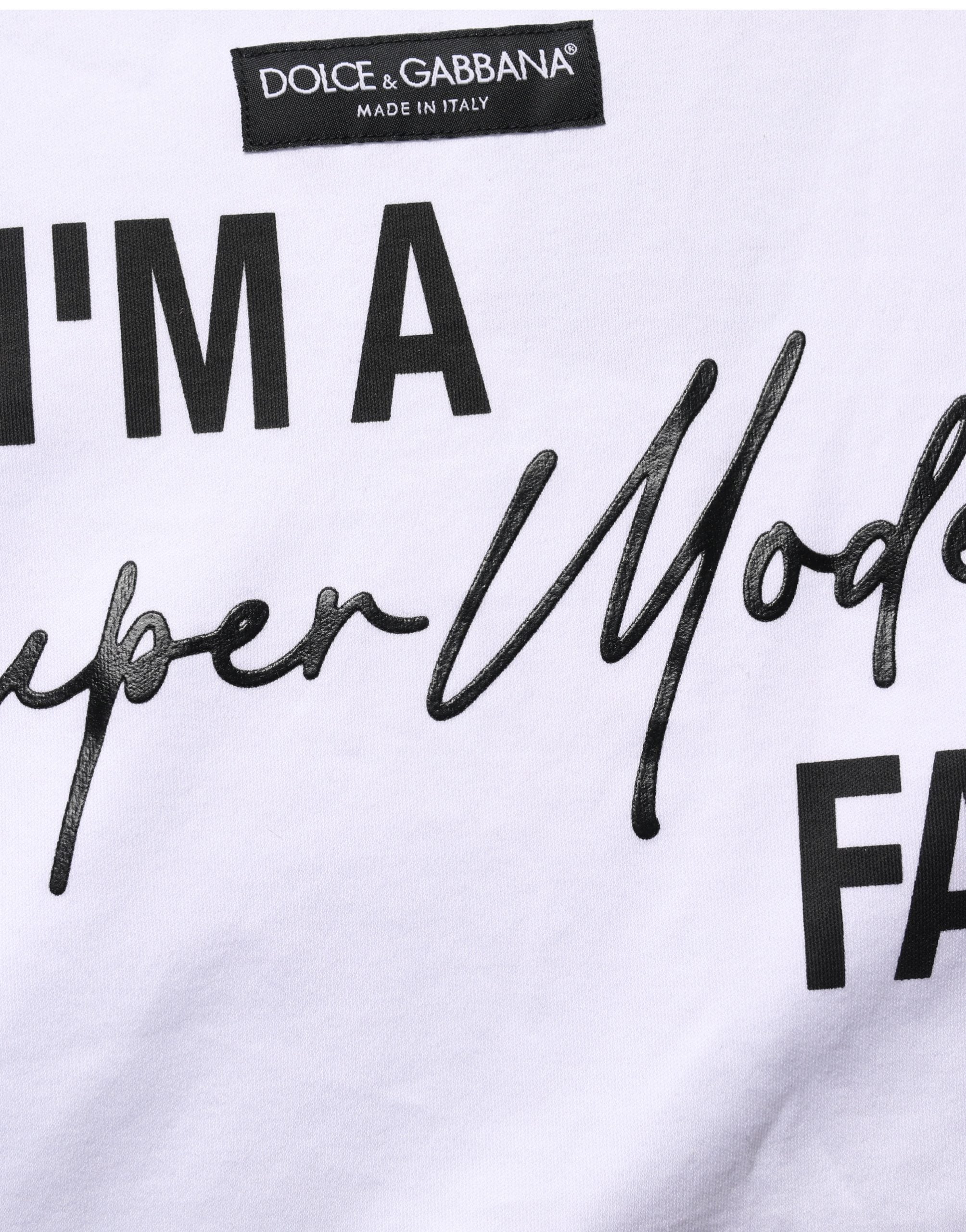 Dolce & Gabbana White I'm A Super Model Fan Print Jersey T-shirt