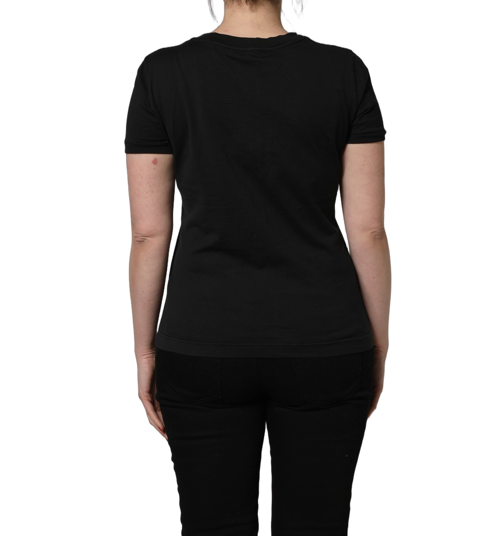 Dolce & Gabbana Black Cotton Short-Sleeve Crew Neck T-shirt