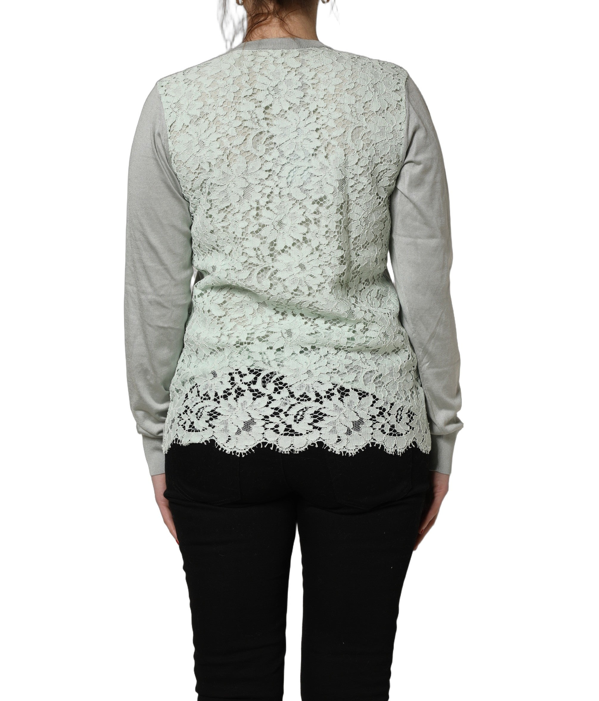 Dolce & Gabbana Green Button Down Silk Long Sleeve Cardigan Sweater