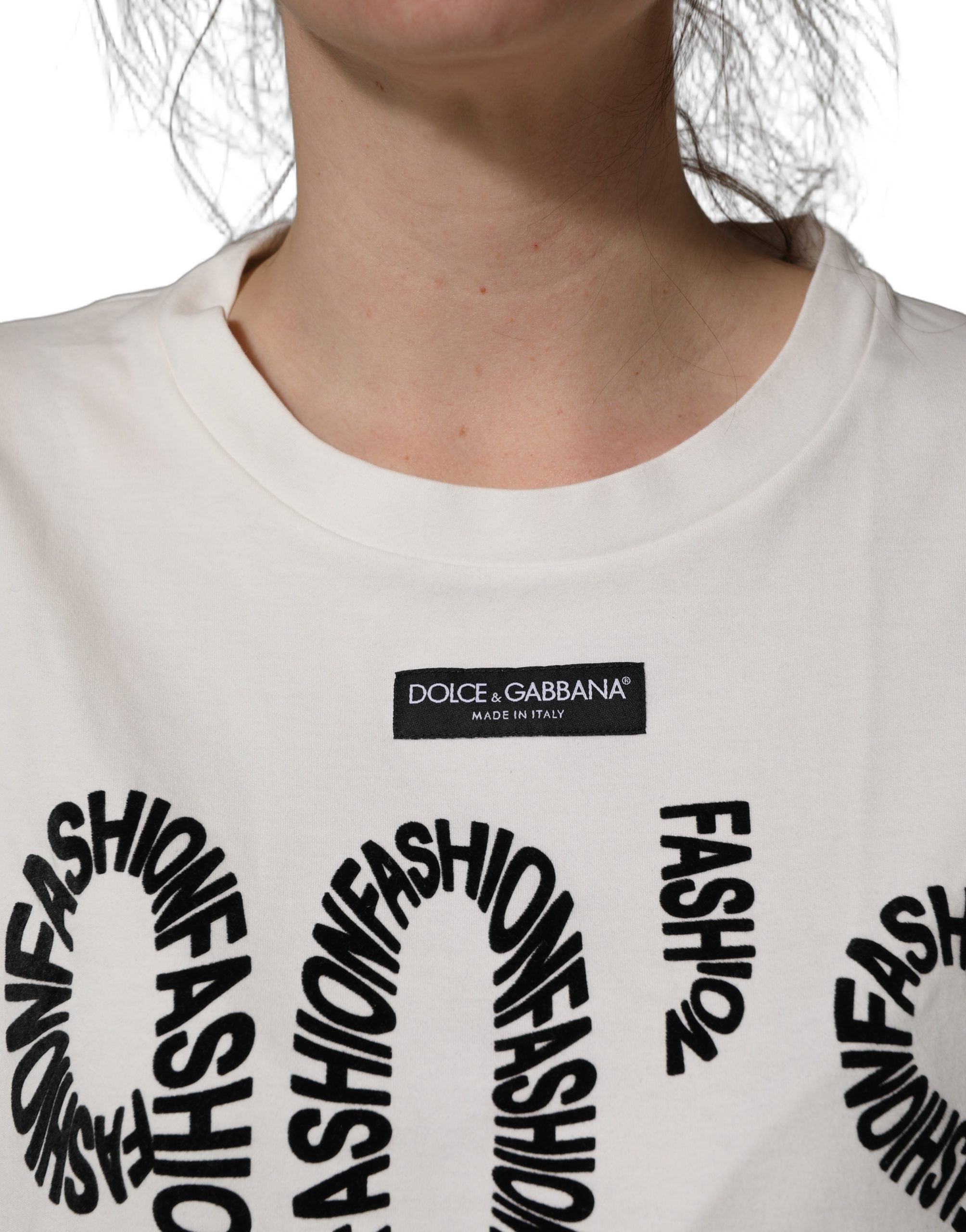 Dolce & Gabbana White Cotton Graphic Sleeveless Tank Top