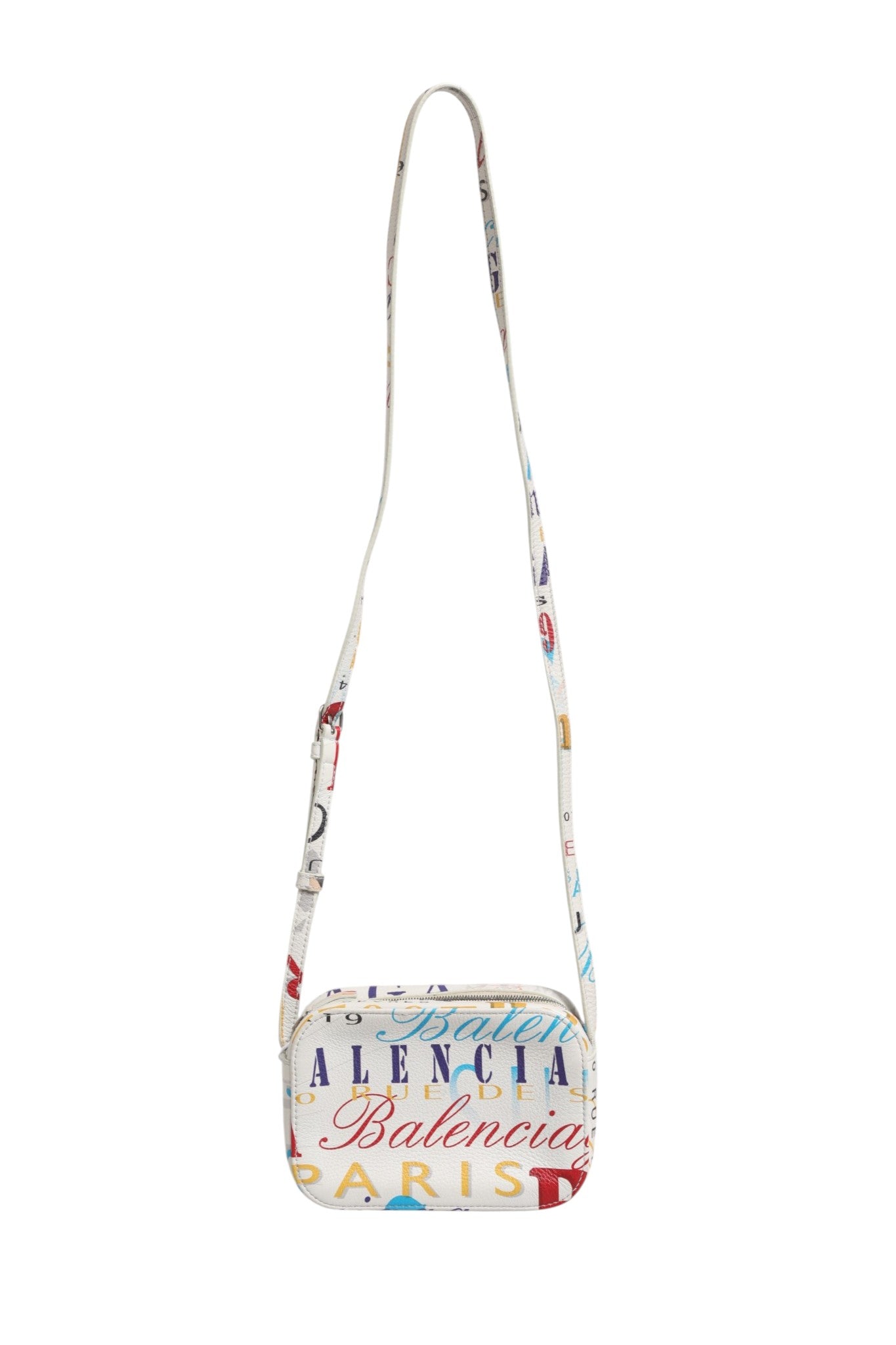 Balenciaga White Graffiti Print Leather Mini City Handbag