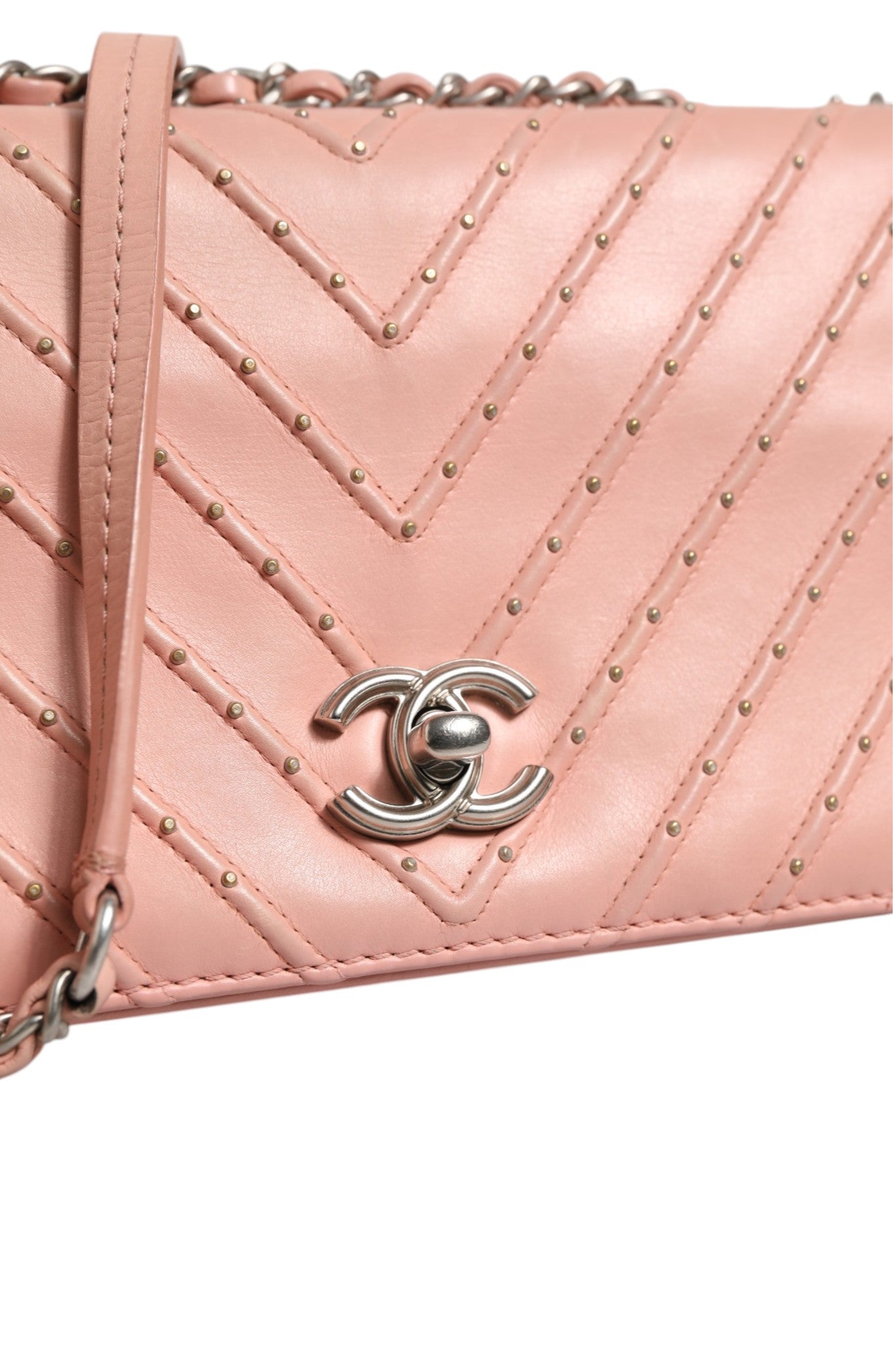 Chanel Small Classic Double Flap Bag Light Pink Chevron