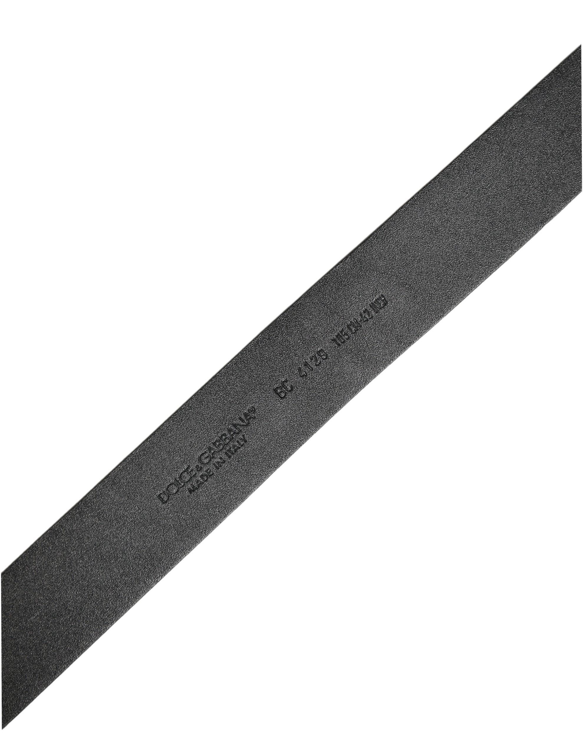 Dolce & Gabbana Black Leather Prince Crown Logo Buckle Belt