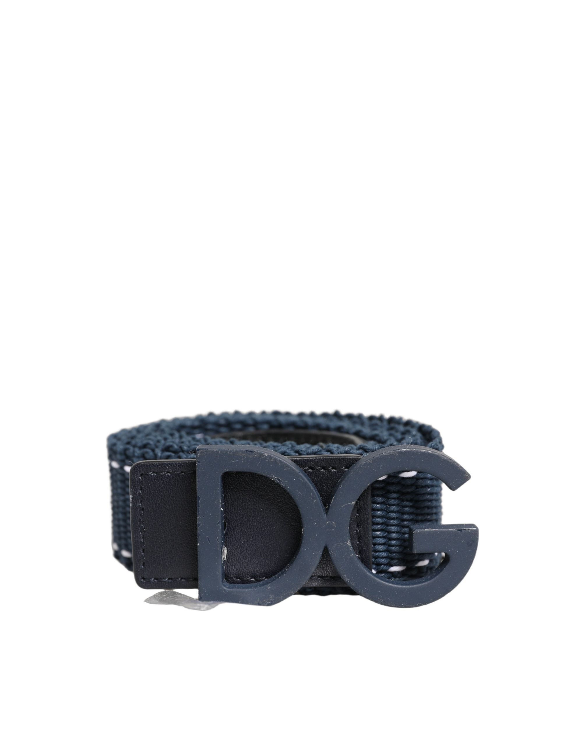 Dolce & Gabbana Blue Cotton Canvas DG Logo Metal Buckle Belt