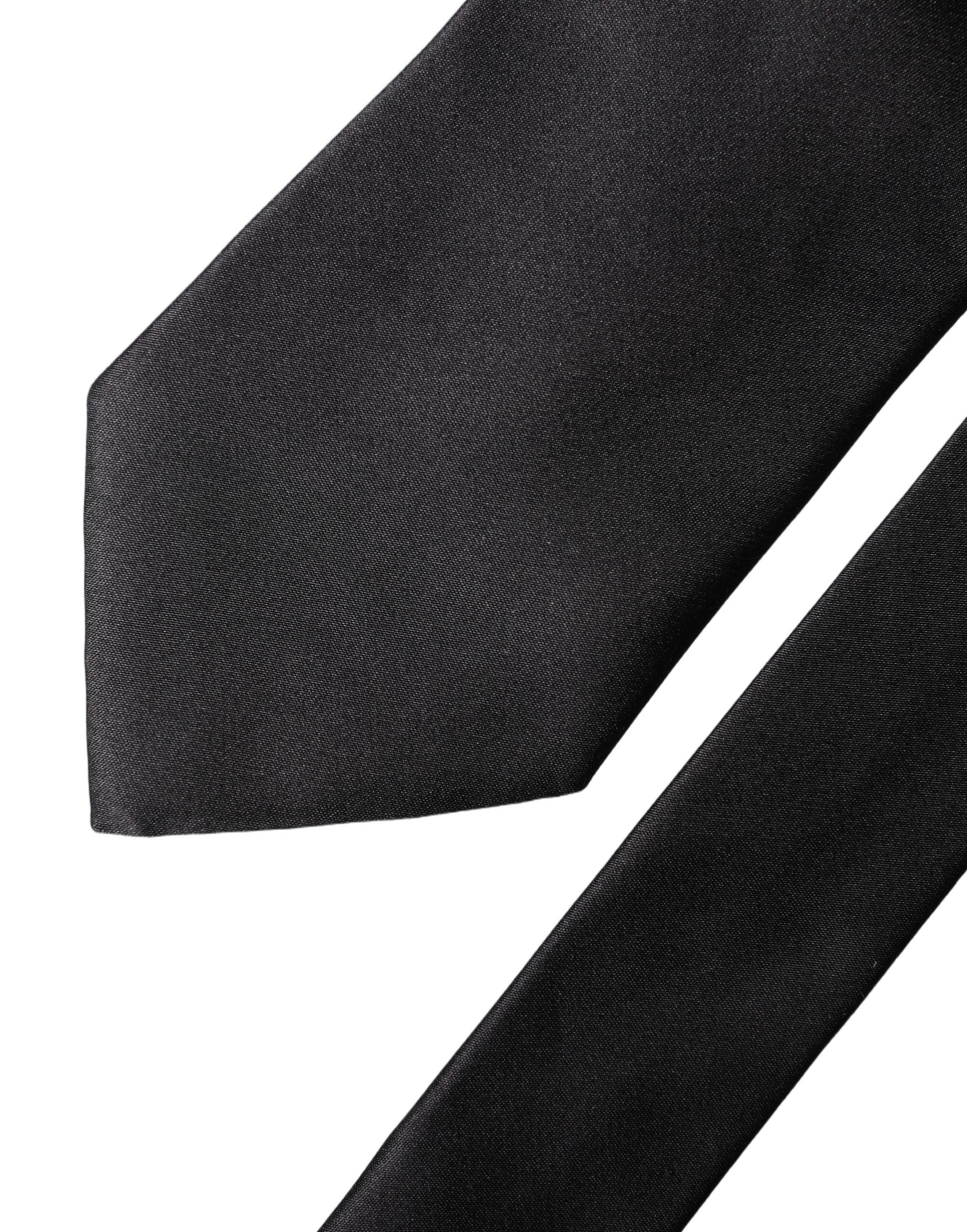 Dolce & Gabbana Brown Logo Embroidery Silk Adjustable Men Necktie Tie
