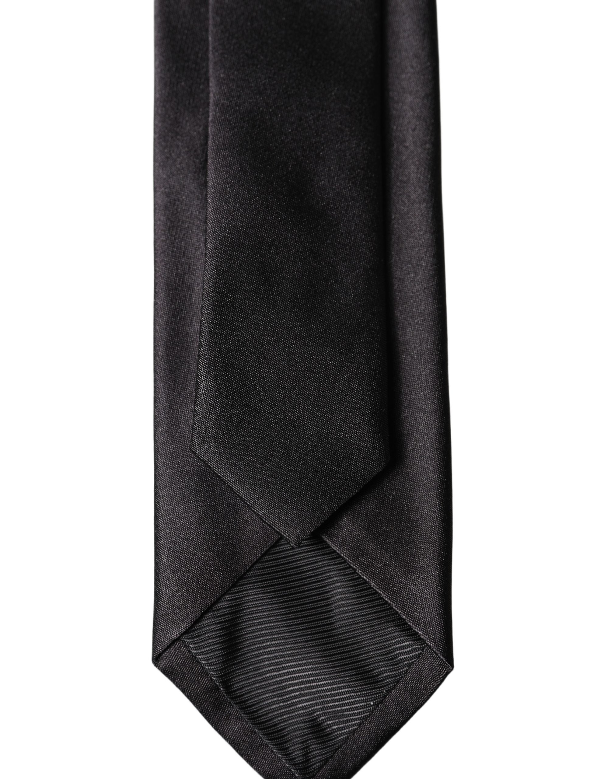 Dolce & Gabbana Black Solid 100% Silk Adjustable Men Tied Necktie Tie