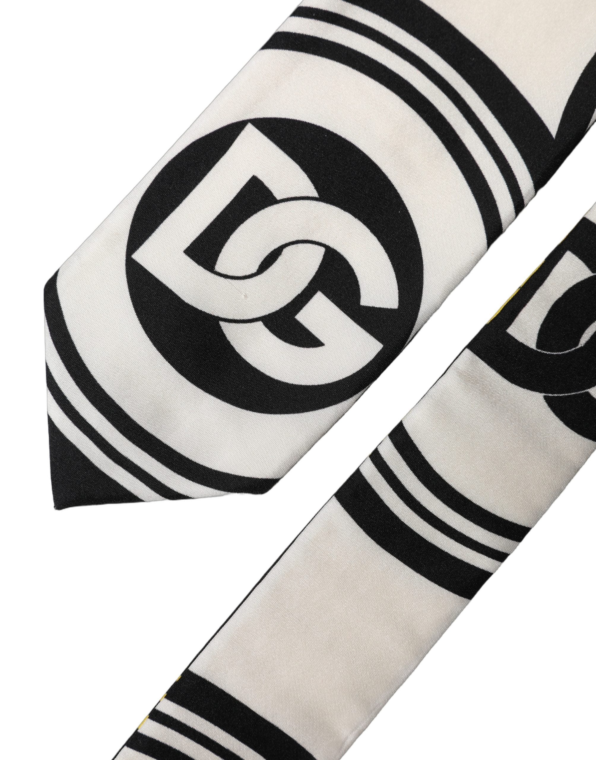 Dolce & Gabbana Multicolor Monogram Print Silk Adjustable Men Necktie Tie