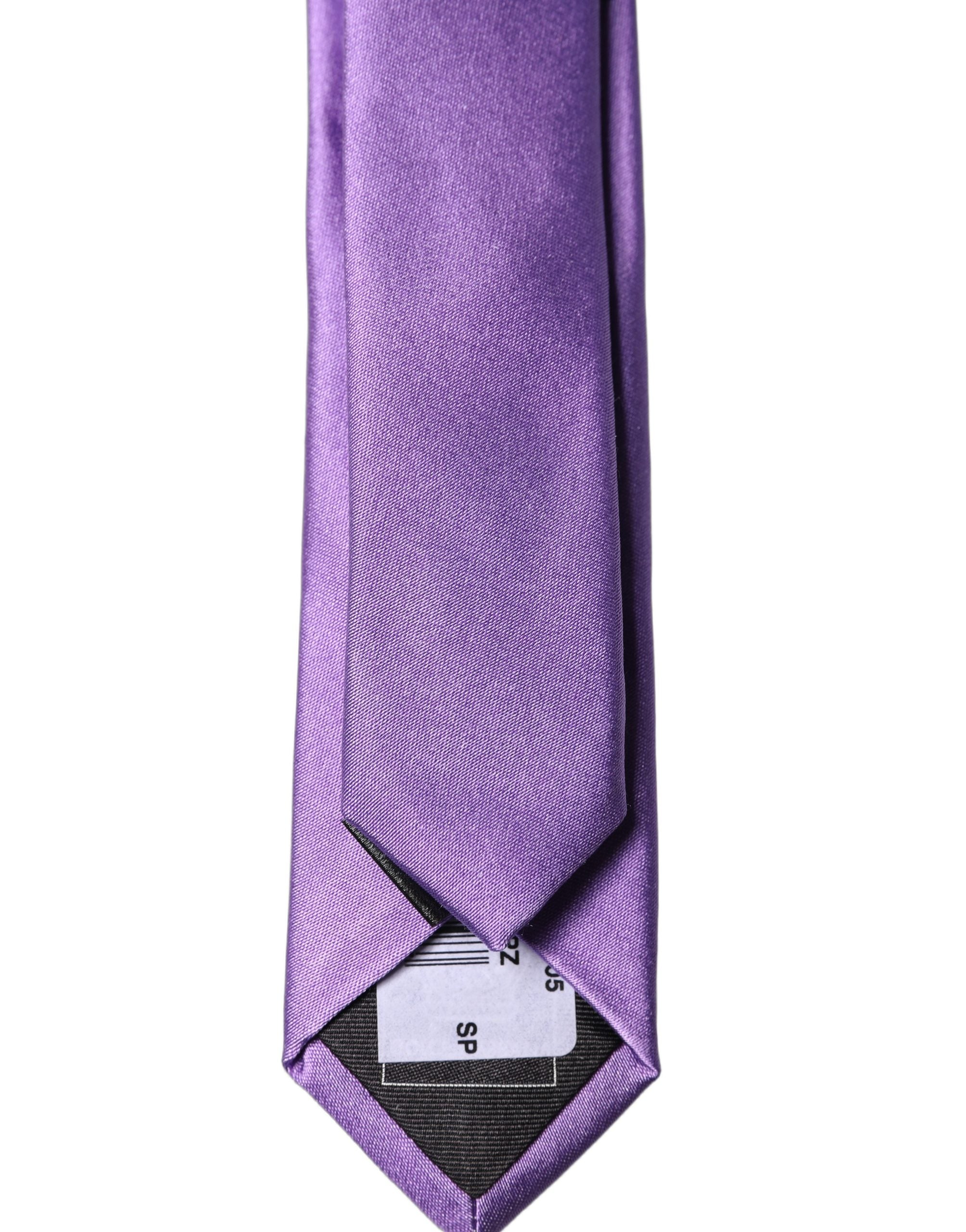 Dolce & Gabbana Purple Solid 100% Silk Adjustable Men Tied Necktie Tie