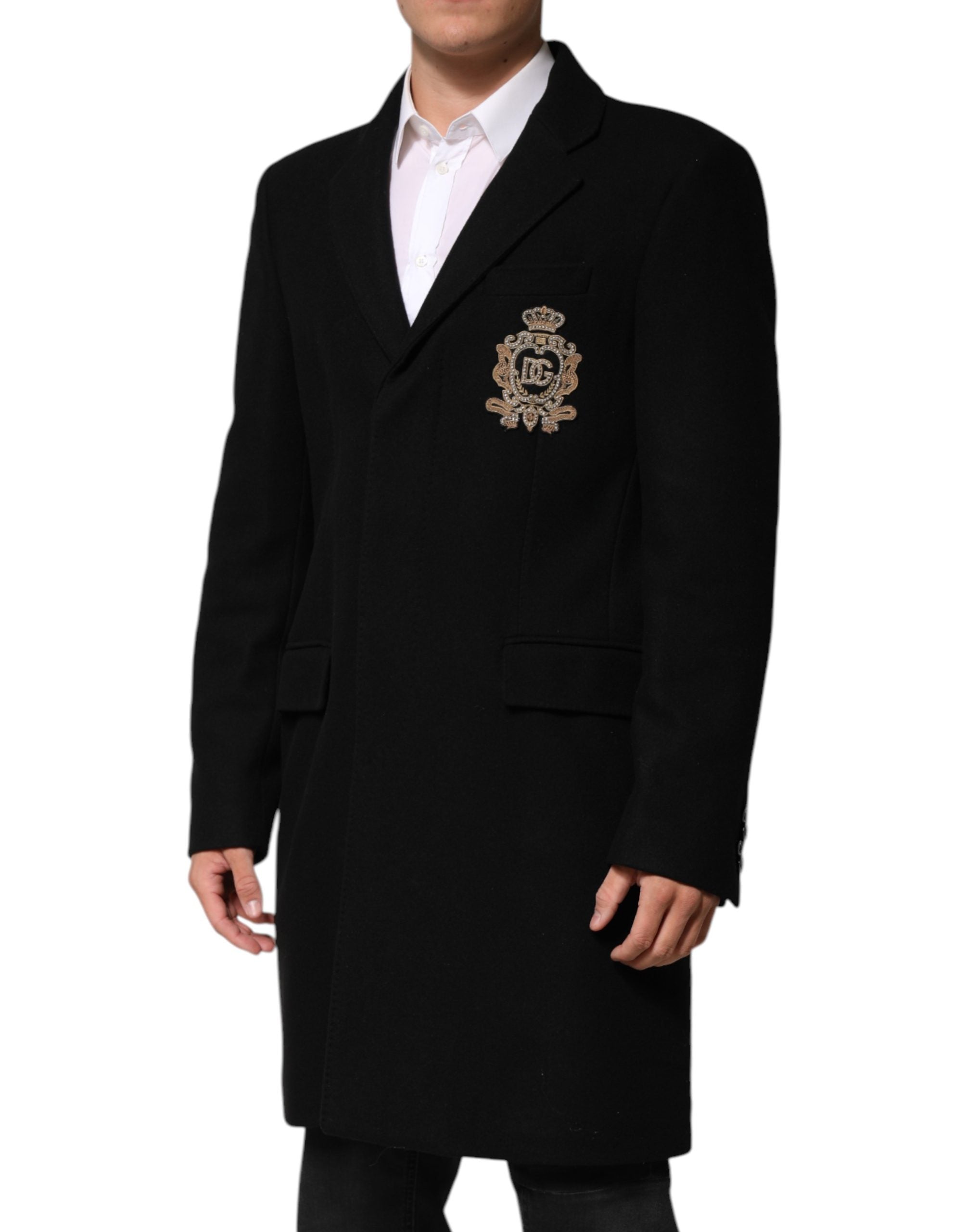 Dolce & Gabbana Black Heraldic Patch Single Breasted Jacket