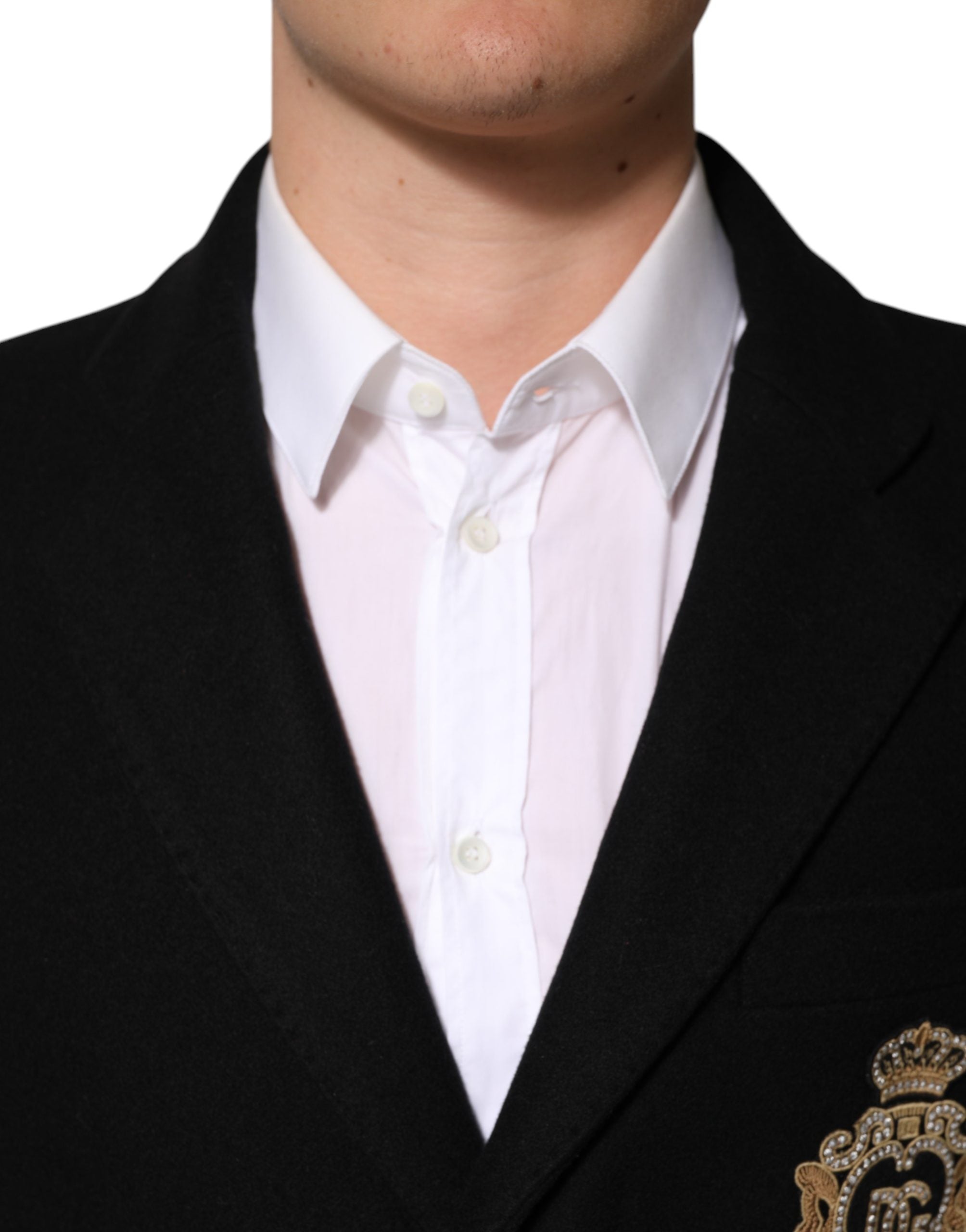 Dolce & Gabbana Black Heraldic Patch Single Breasted Jacket