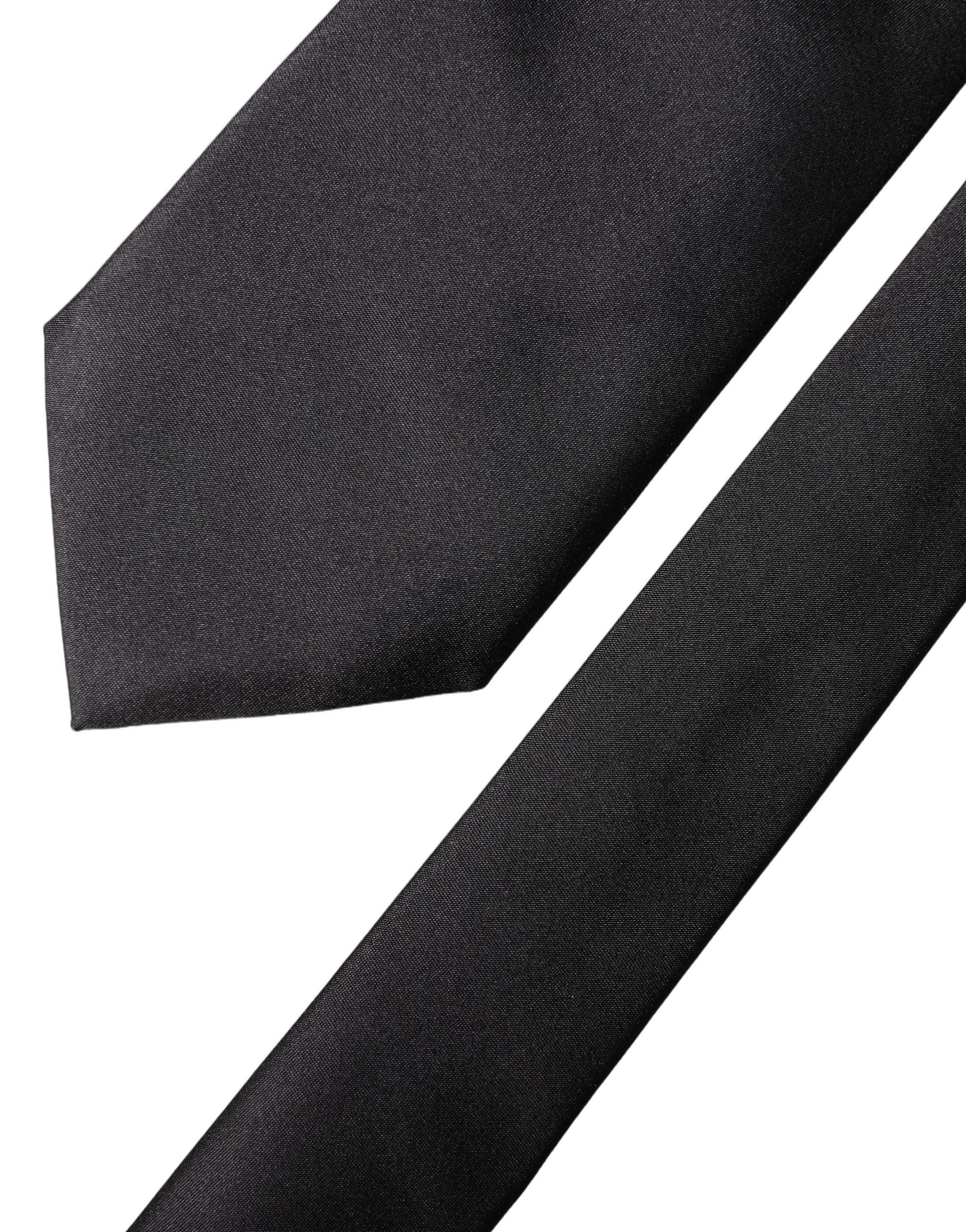 Dolce & Gabbana Black Satin 100% Silk Adjustable Women Tied Necktie Tie