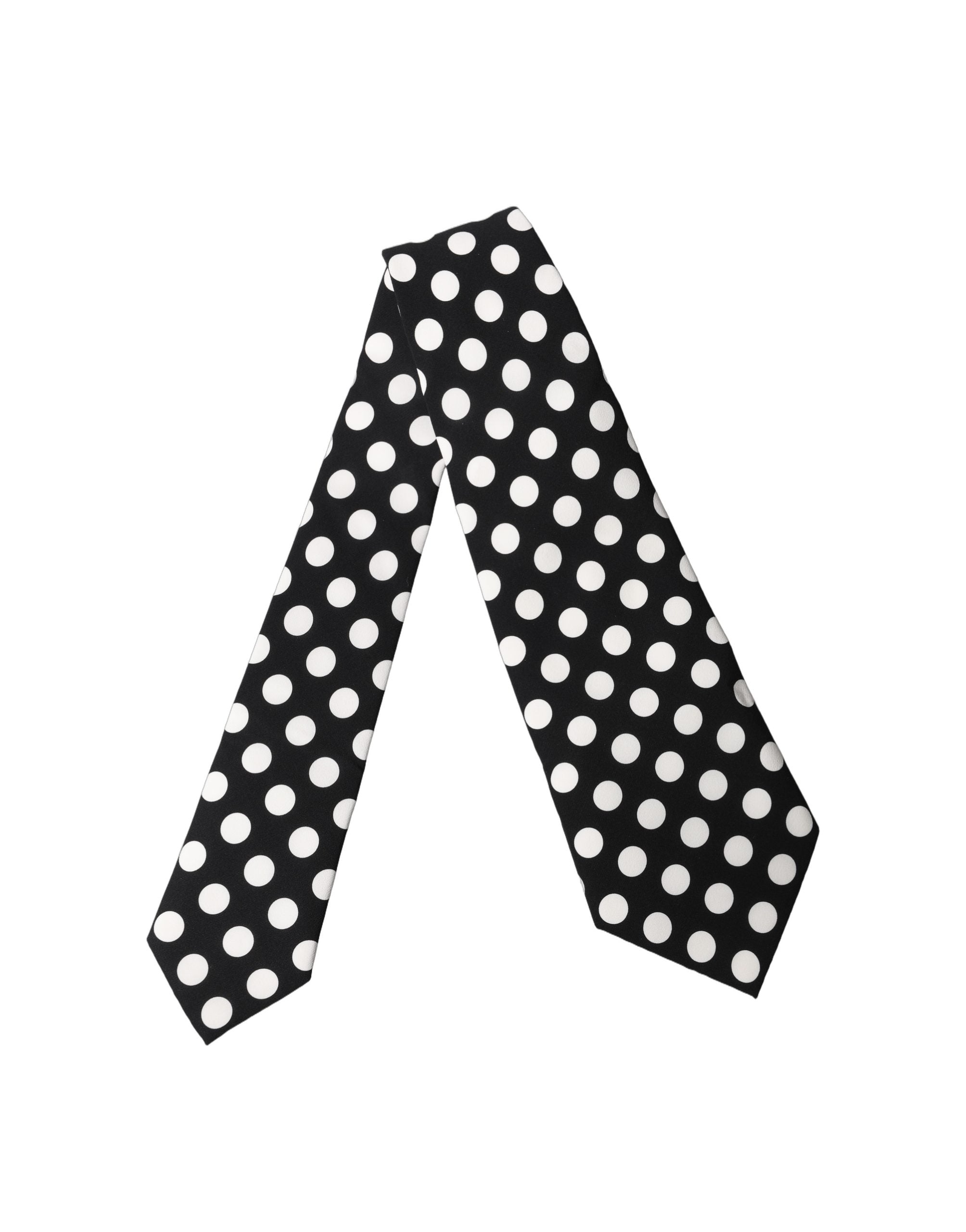 Dolce & Gabbana Black White Polka Dot Silk Adjustable Women Necktie Tie