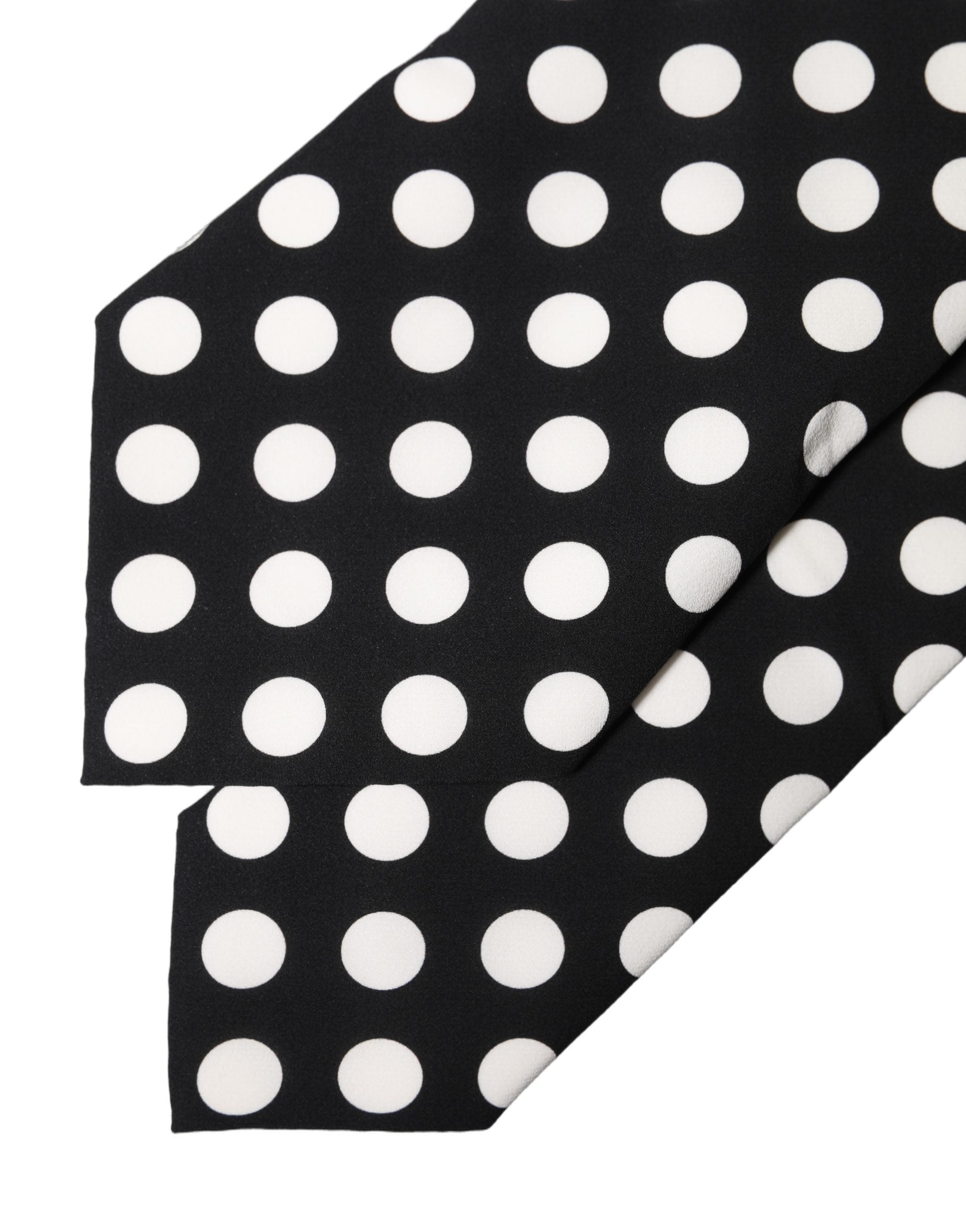 Dolce & Gabbana Black White Polka Dot Silk Adjustable Women Necktie Tie