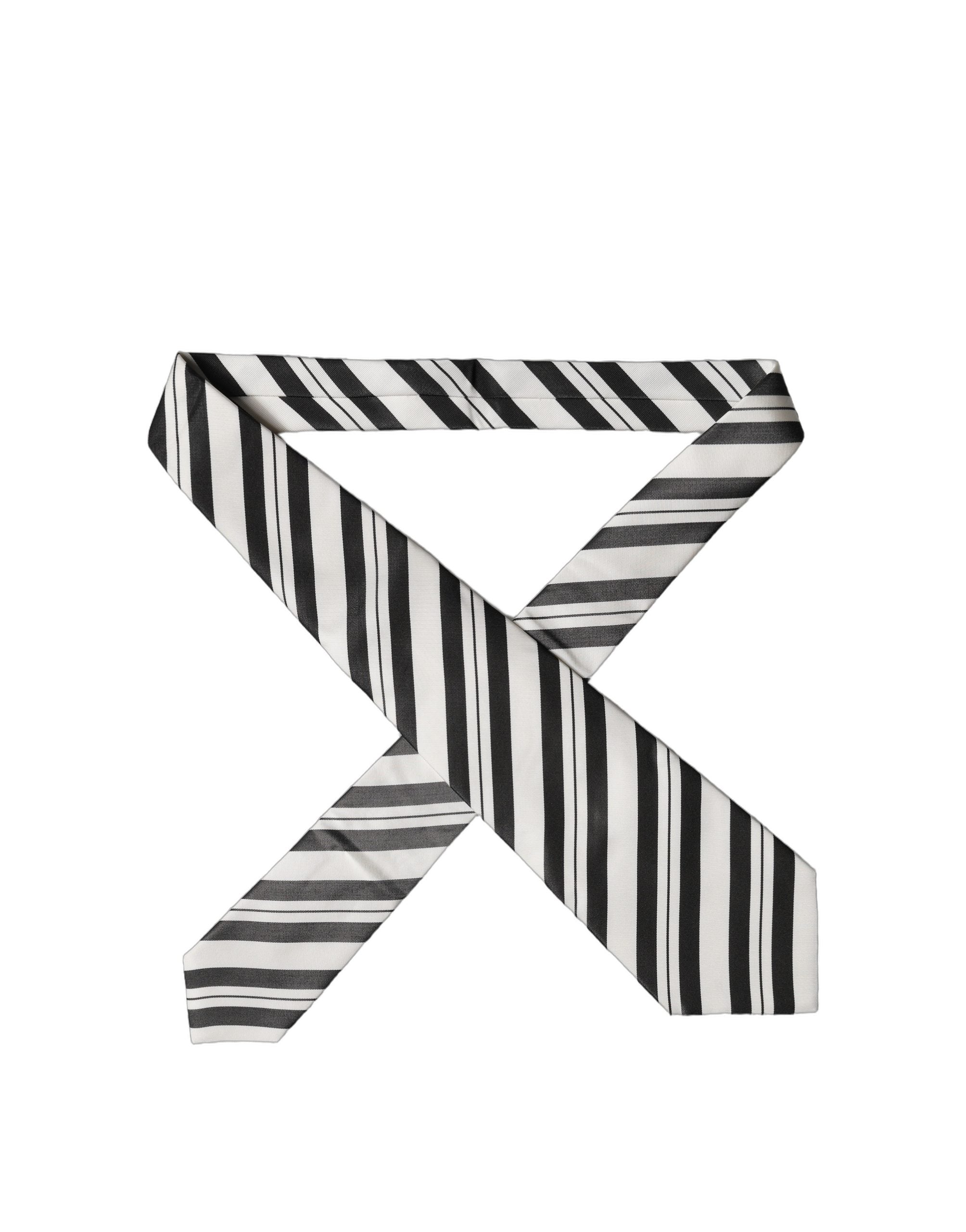 Dolce & Gabbana Black White Stripes Silk Adjustable Women Necktie Tie