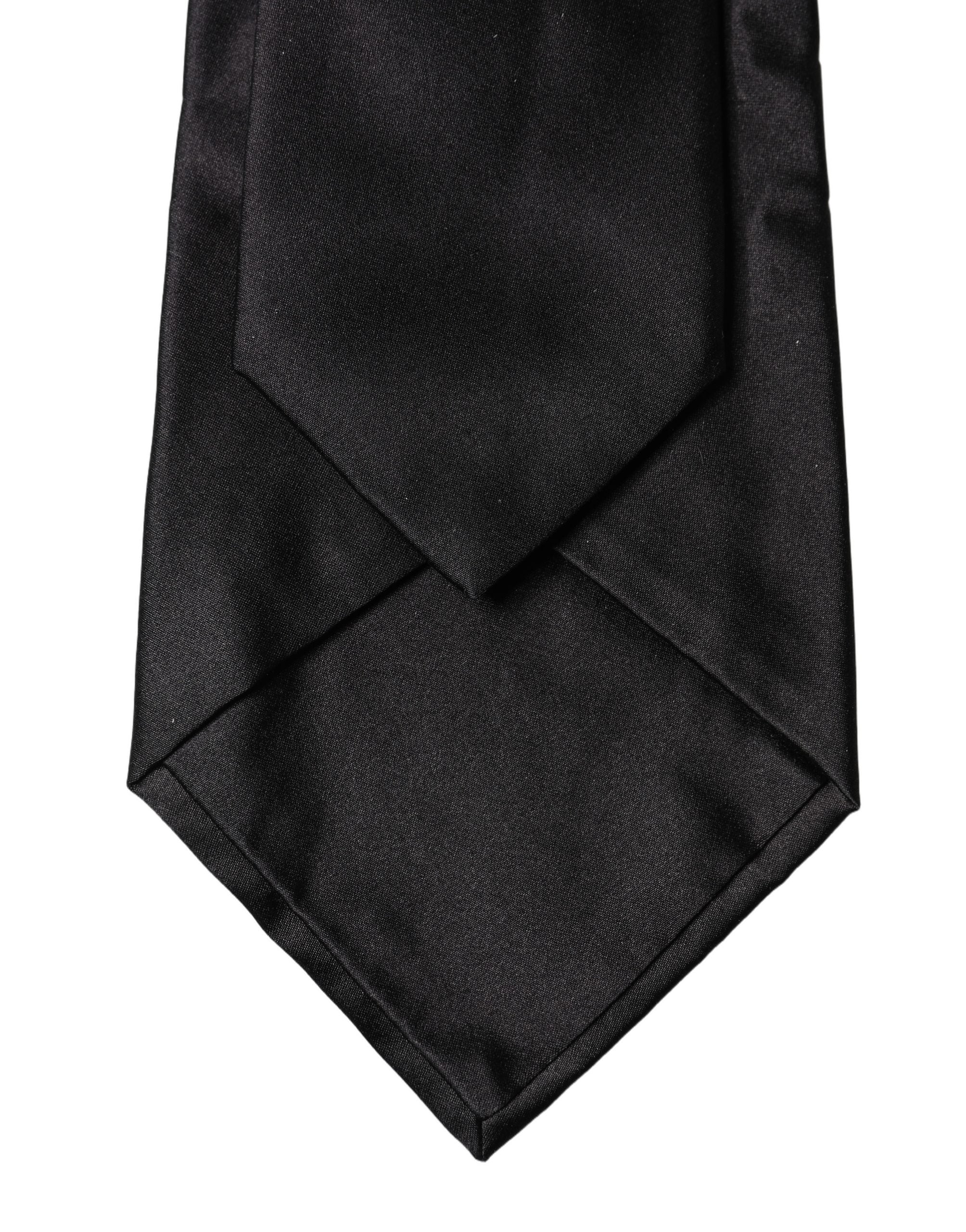 Dolce & Gabbana Black Satin Silk Blend Adjustable Women Tied Necktie Tie