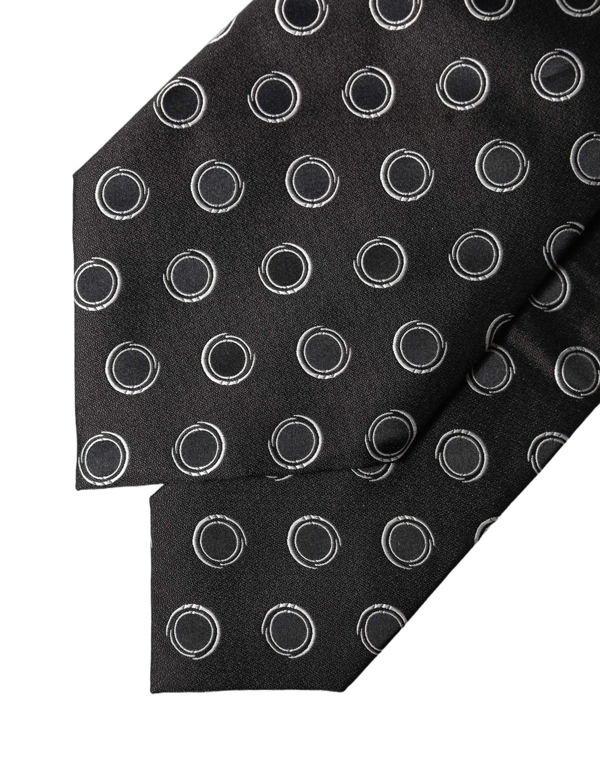 Dolce & Gabbana Black White Polka Dot Silk Adjustable Women Necktie Tie