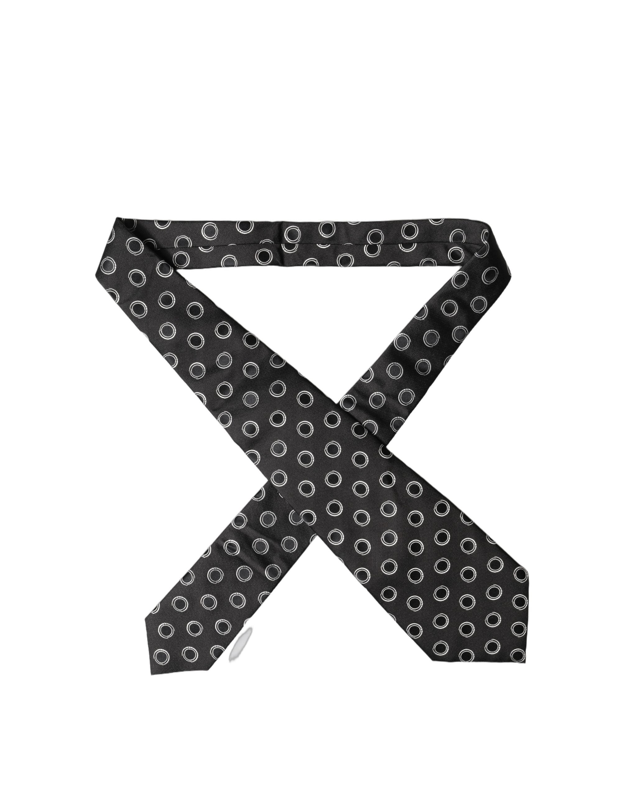 Dolce & Gabbana Black White Polka Dot Silk Adjustable Women Necktie Tie