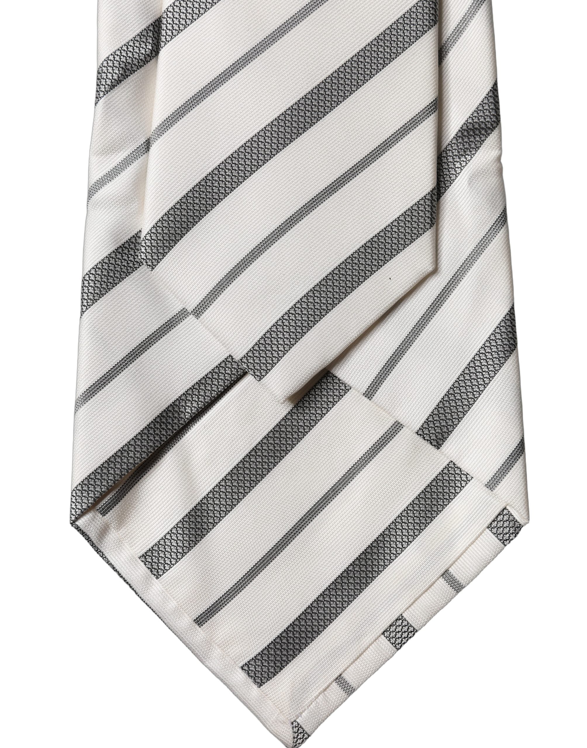 Dolce & Gabbana Black White Stripes Silk Adjustable Women Necktie Tie