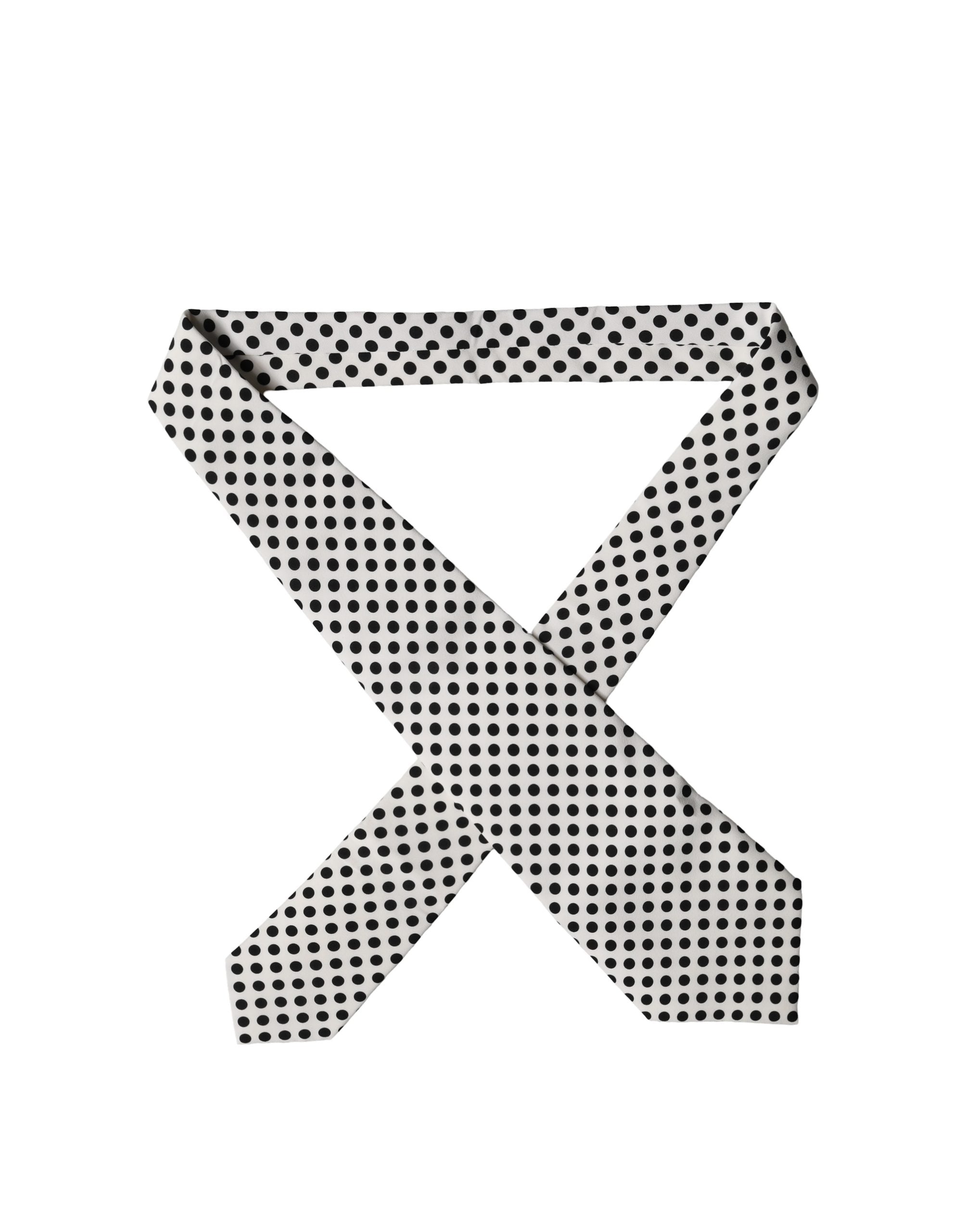 Dolce & Gabbana White Black Polka Dot Silk Adjustable Women Necktie Tie