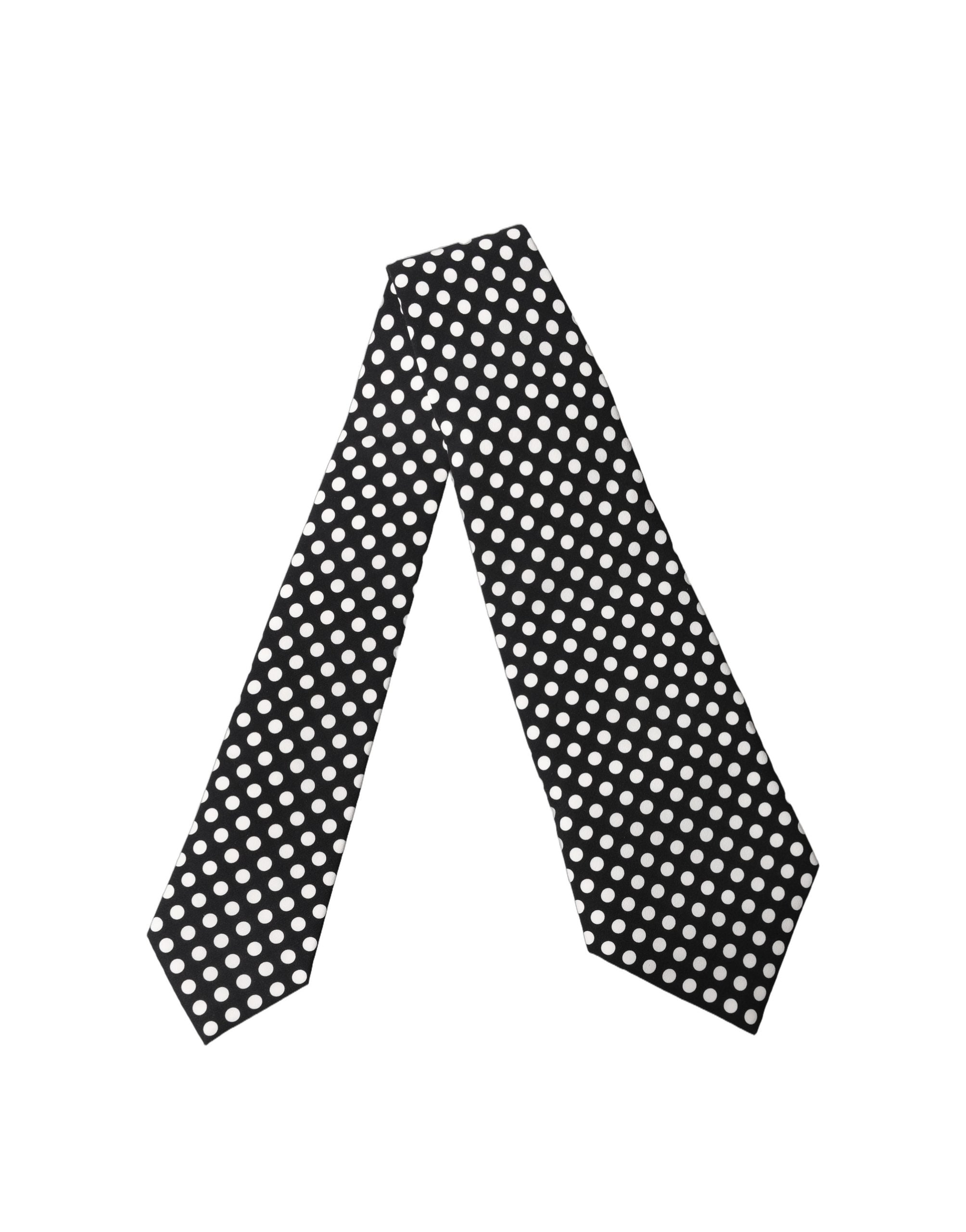 Dolce & Gabbana Black White Polka Dot Silk Adjustable Women Necktie Tie