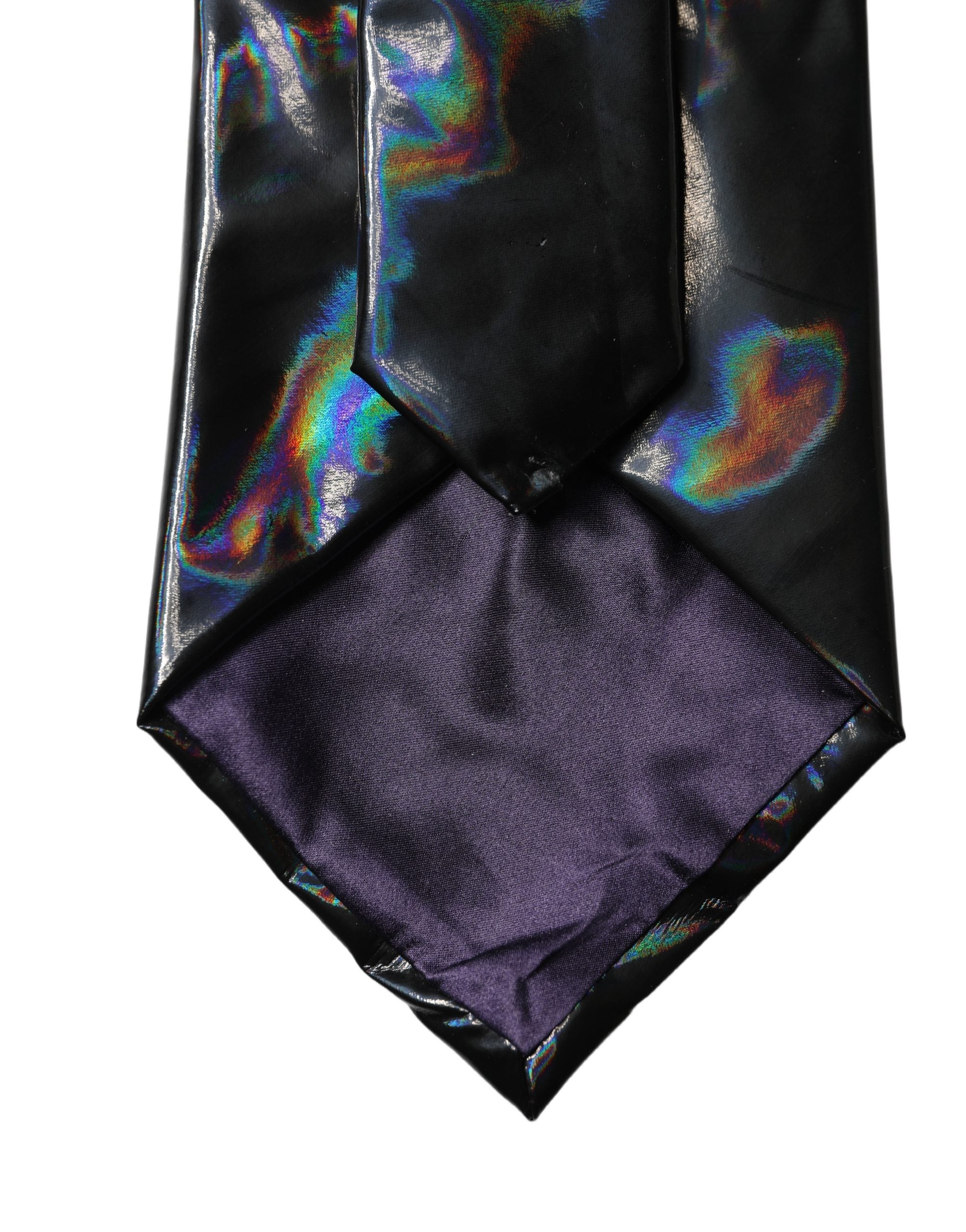 Dolce & Gabbana Black Iridescent Silk Adjustable Women Tied Necktie Tie