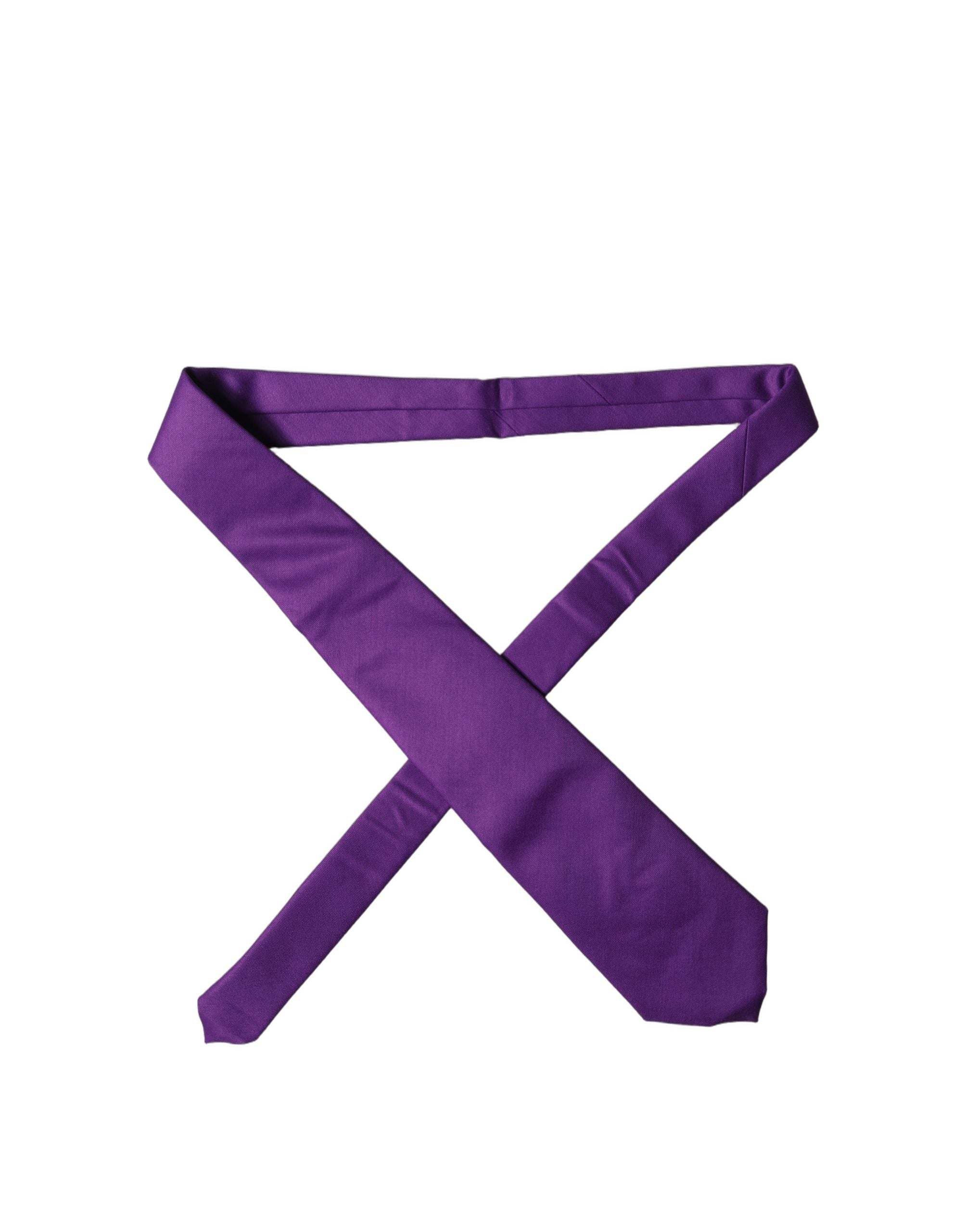 Dolce & Gabbana Purple Polyester Satin Adjustable Women Tied Necktie Tie