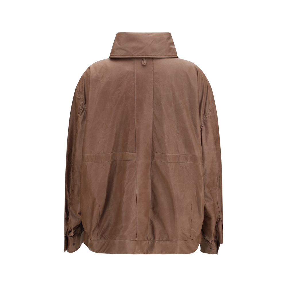 Calvin Klein Brown Lamb Ovis Aries Aries Leather Jacket