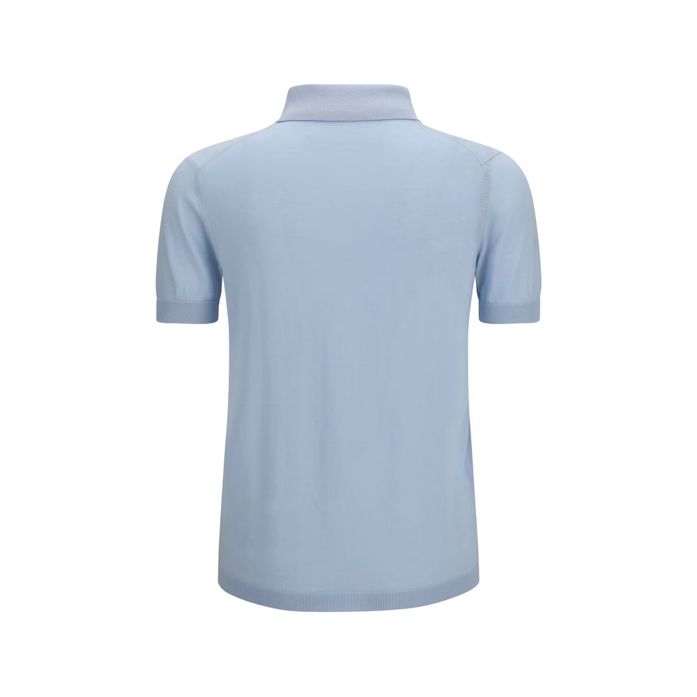 Aragona Cashmere Blue Cotton Polo Shirt