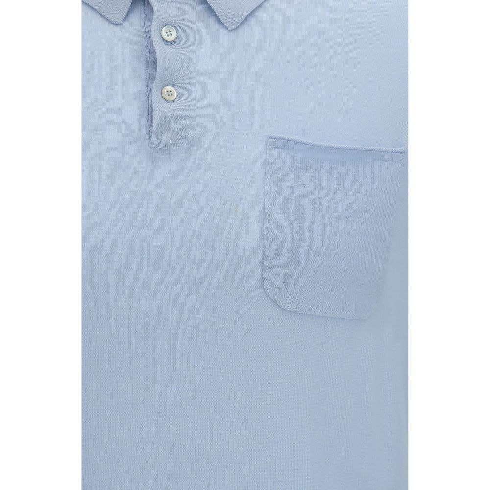 Aragona Cashmere Blue Cotton Polo Shirt