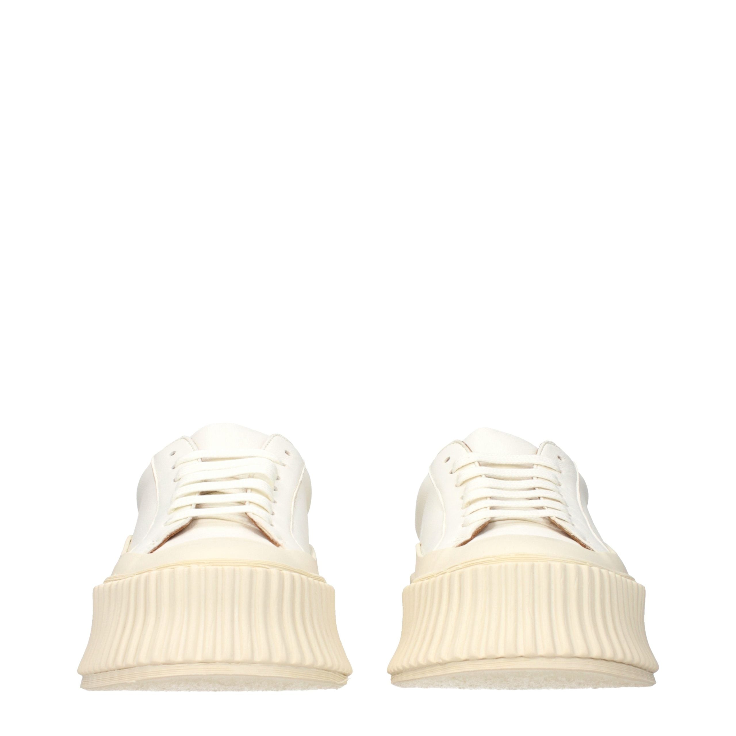 Jil Sander White Leather Platform Sneakers