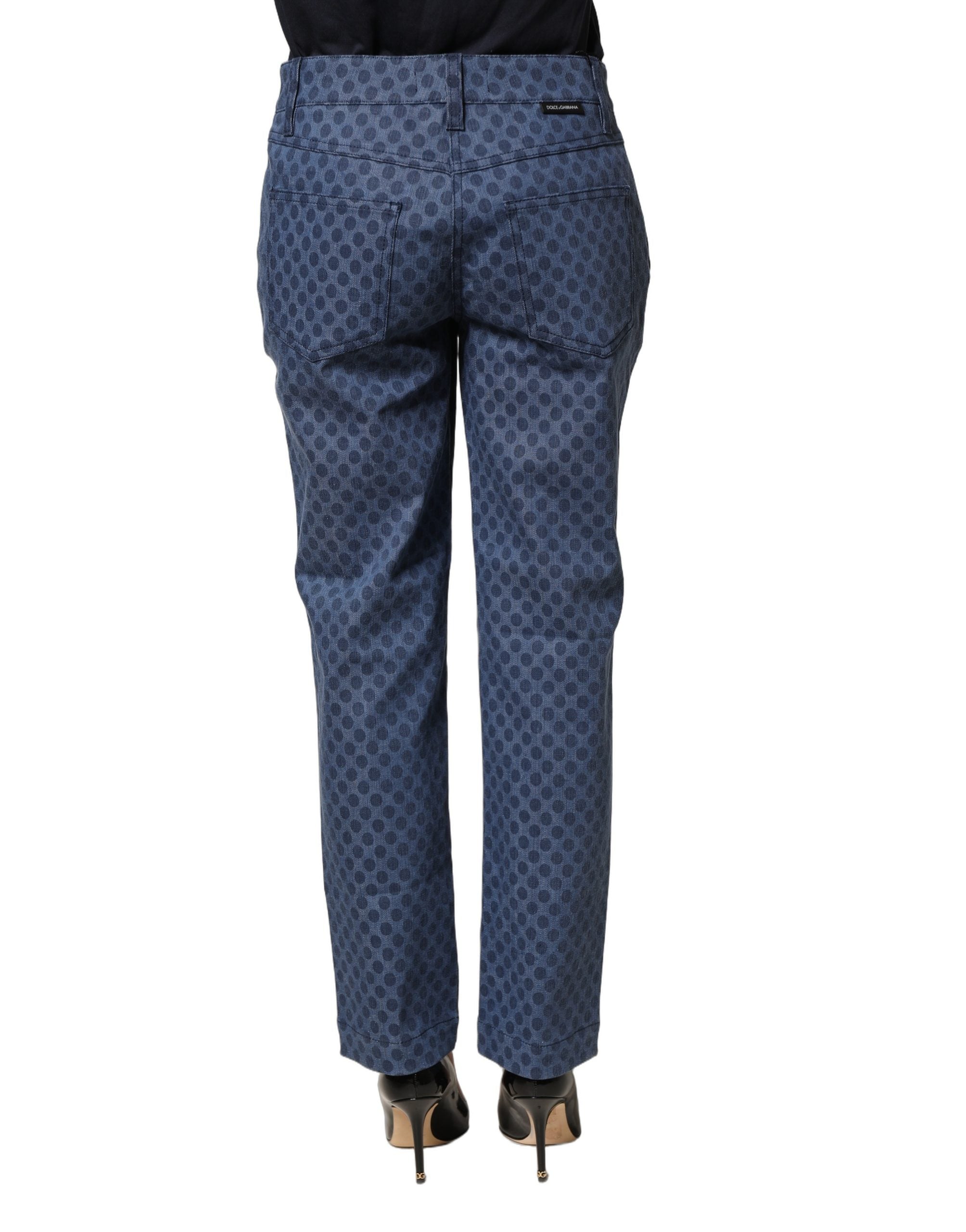 Dolce & Gabbana Blue Polka Dotted Slim Fit Capri Denim Jeans