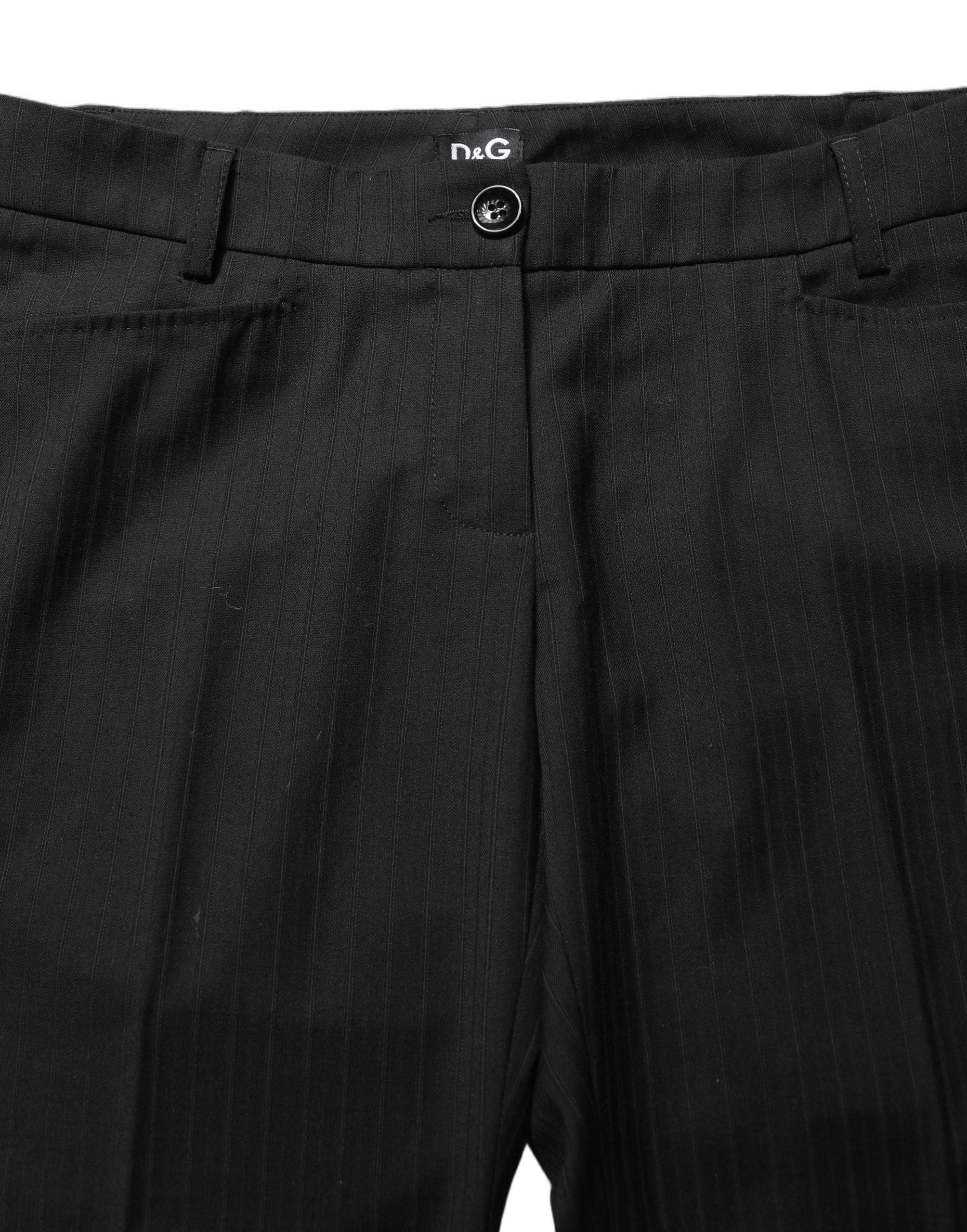 Dolce & Gabbana Black Mid Waisted Polyester Trouser Pants