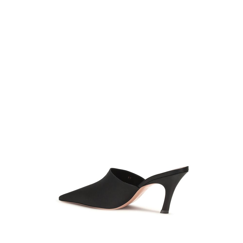 Amina Muaddi Black Silk Sandals