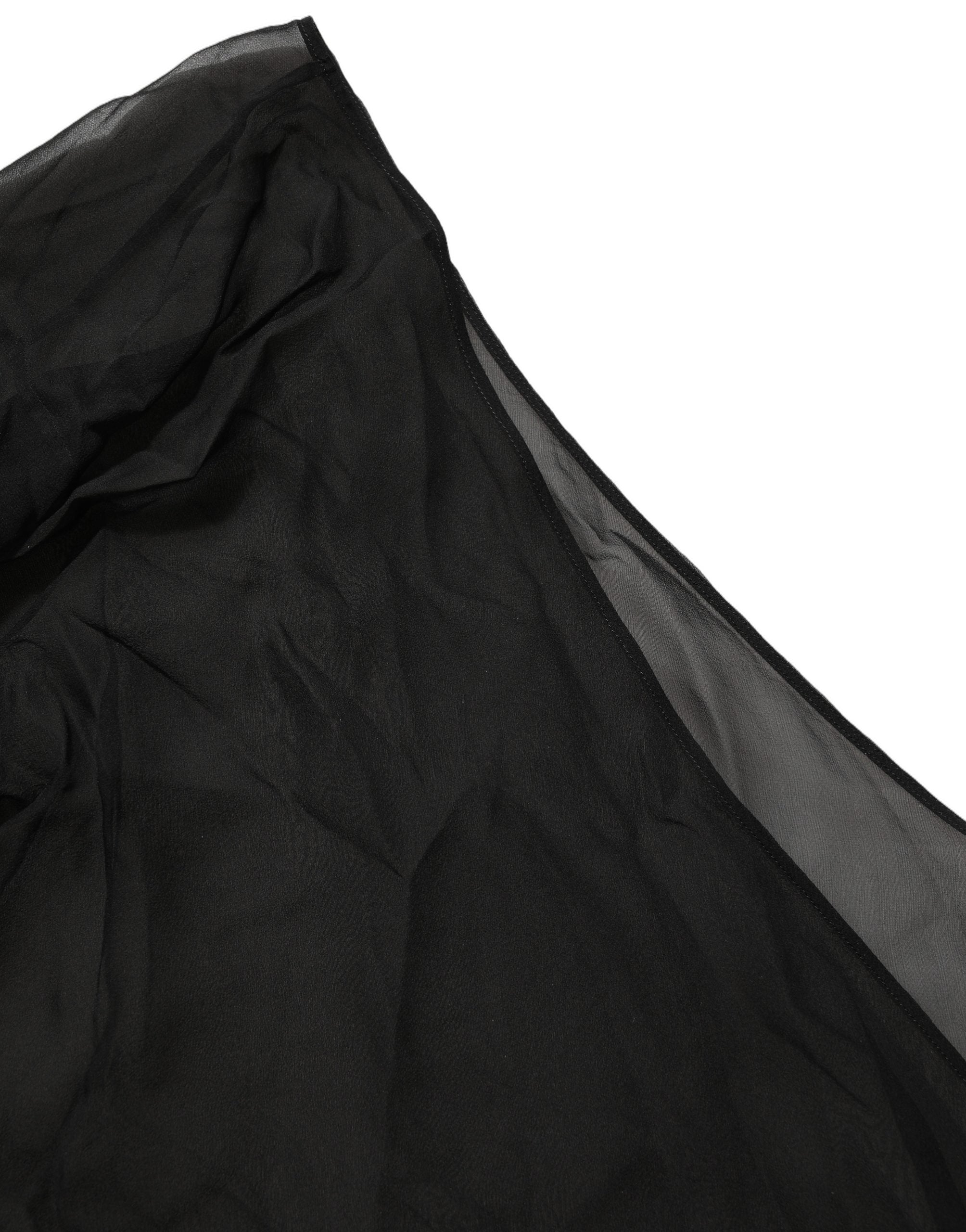 Dolce & Gabbana Black Wrap Sheer Chiffon One Shoulder Top
