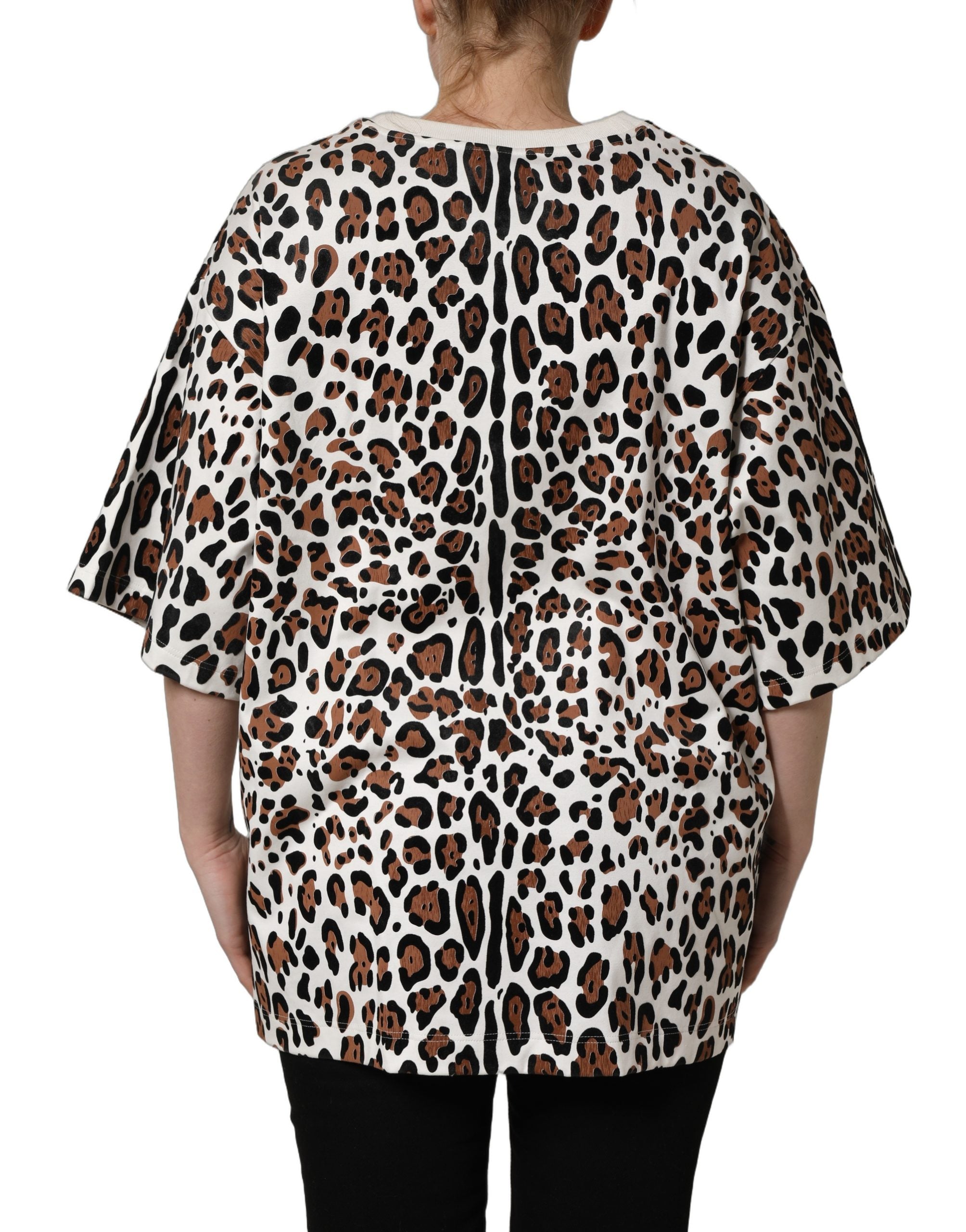 Dolce & Gabbana Multicolor Leopard Print Crew Neck T-shirt