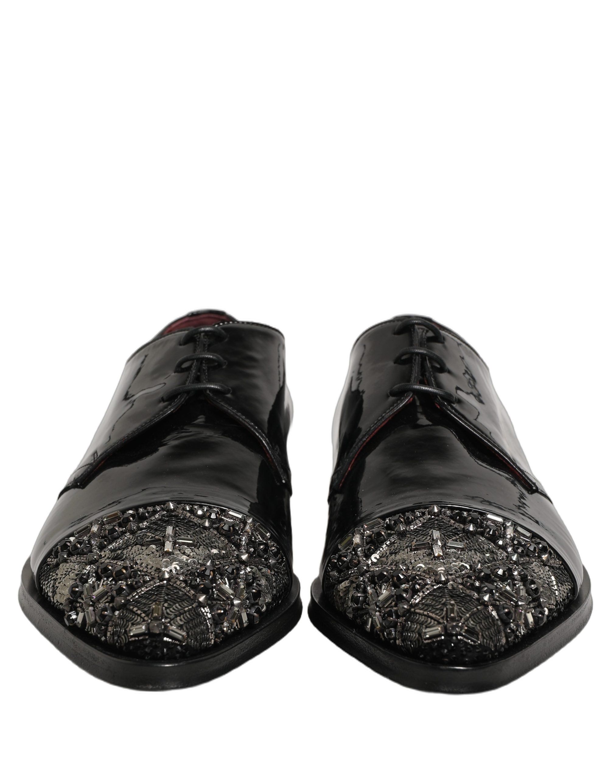 Dolce & Gabbana Black Embellished Derby Dress Formal Shoes