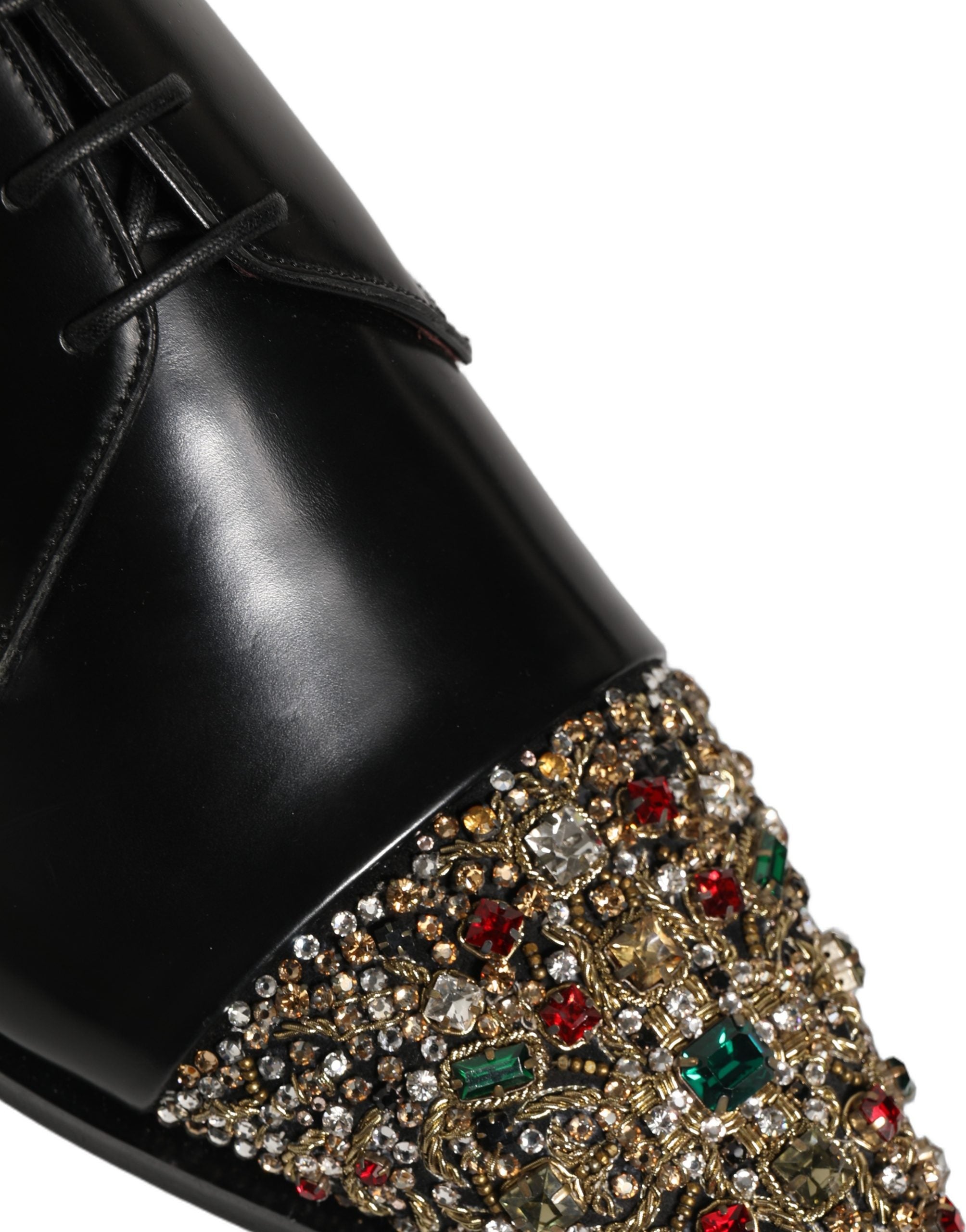 Dolce & Gabbana Black Embellished Derby Dress Formal Shoes