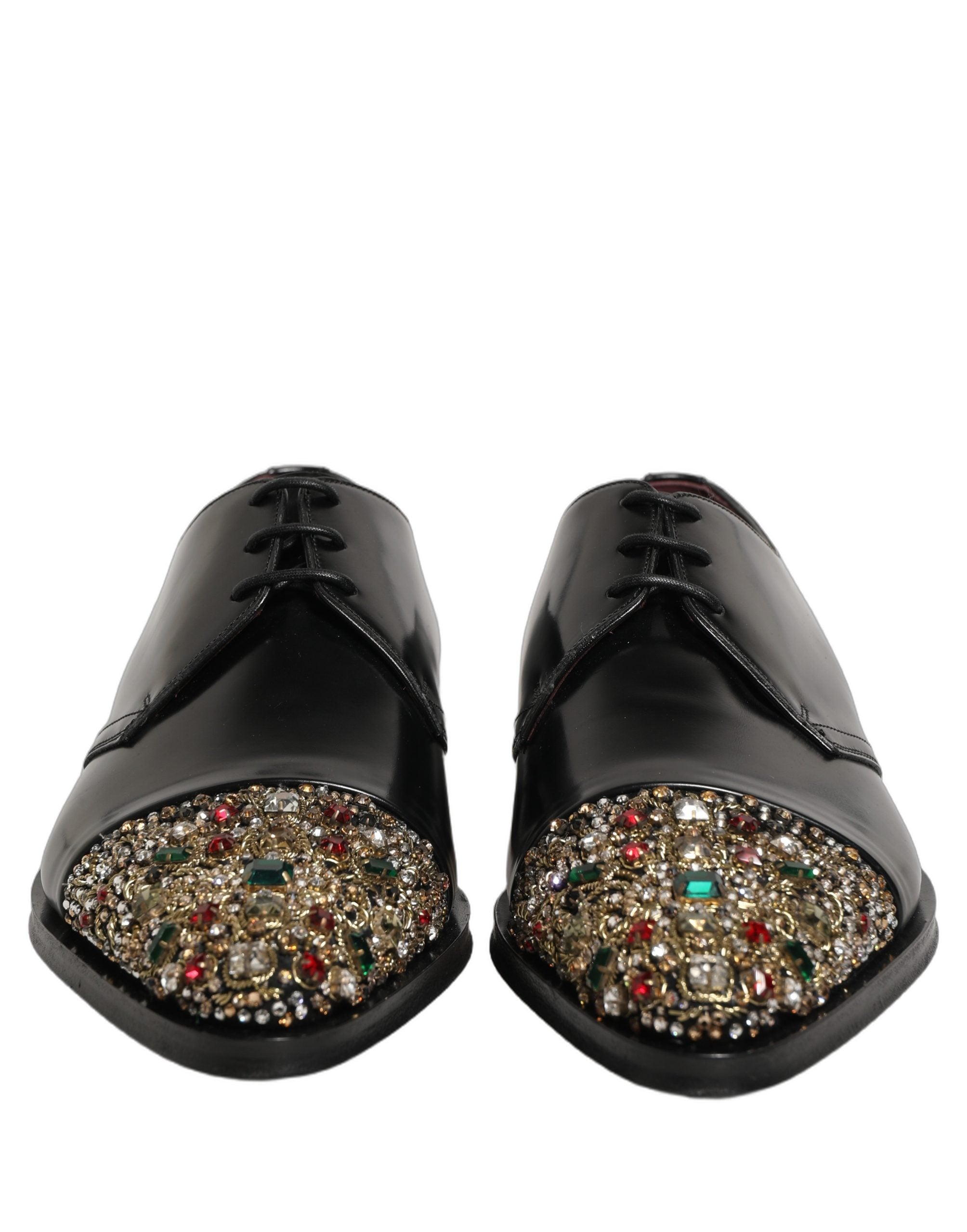 Dolce & Gabbana Black Embellished Derby Dress Formal Shoes