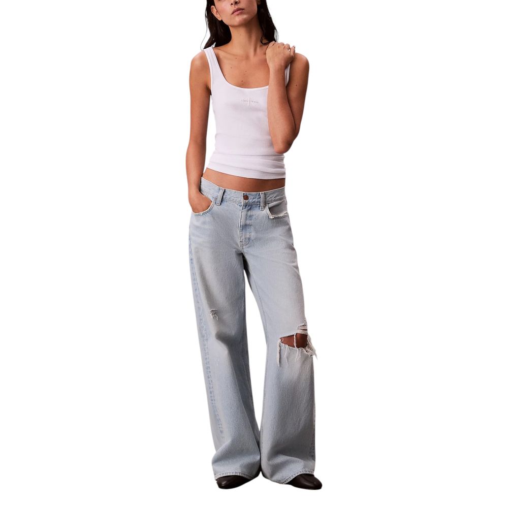 Calvin Klein Jeans White Cotton Tank Tops