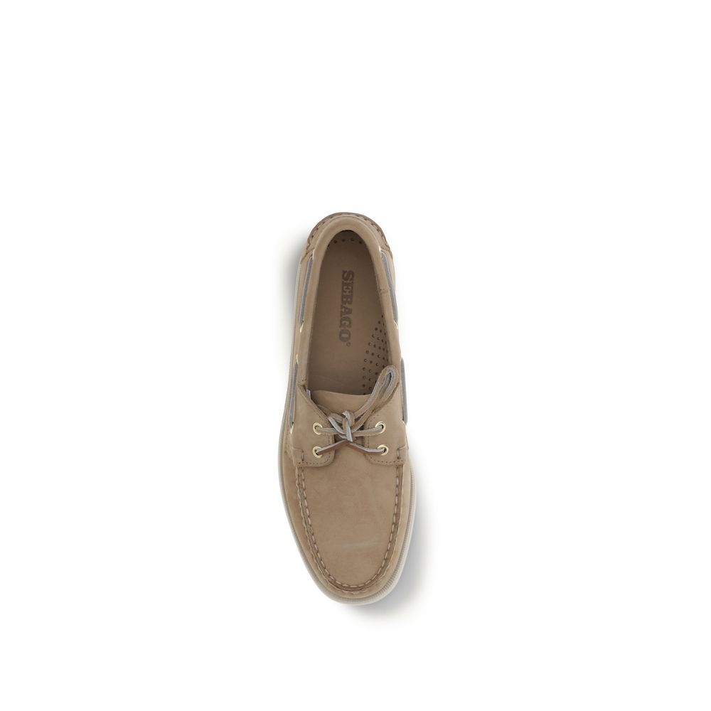 Sebago Beige Calf Leather Bos Taurus Slip-On Loafers