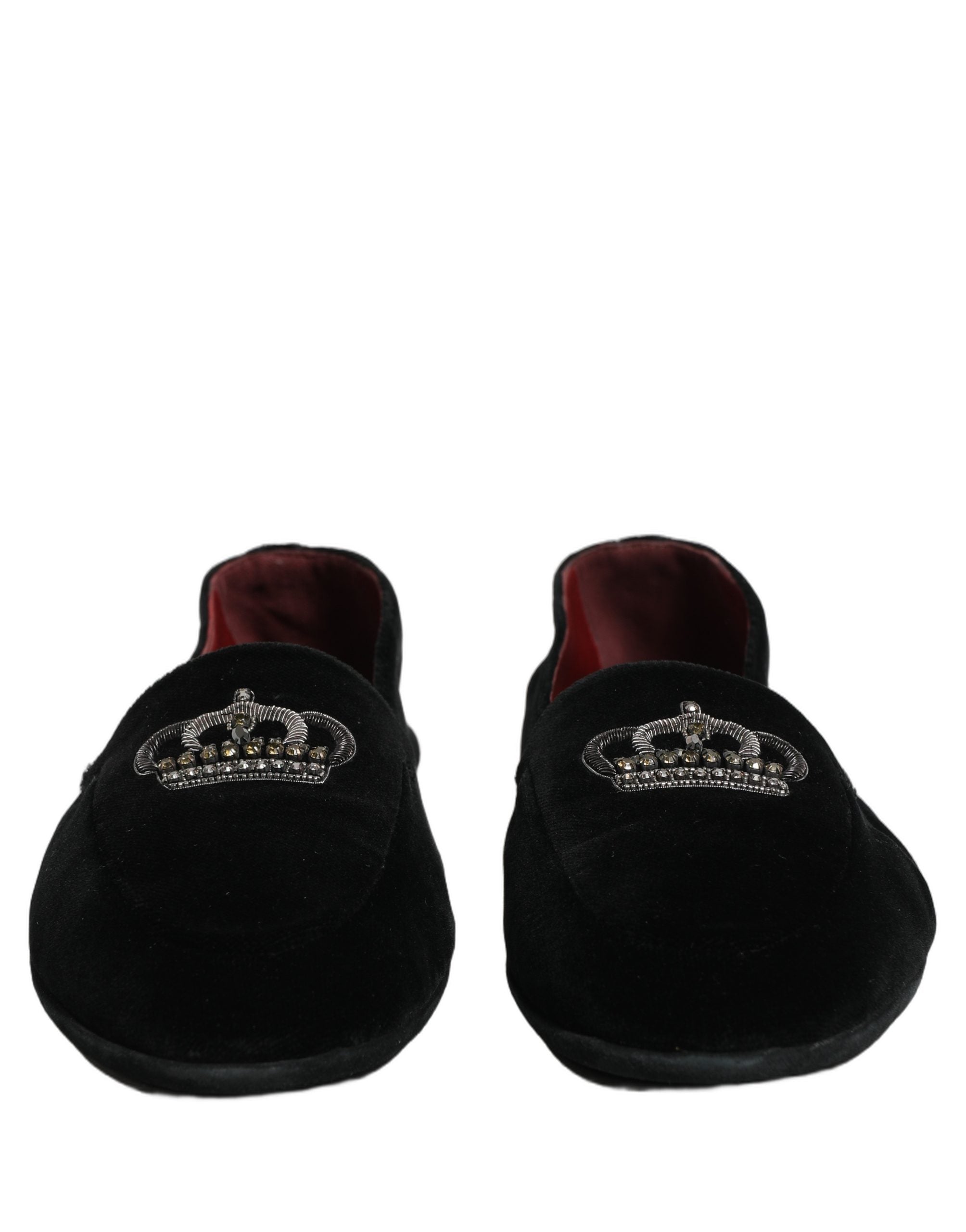 Dolce & Gabbana Black Crown Embellished Dress Loafers Shoes