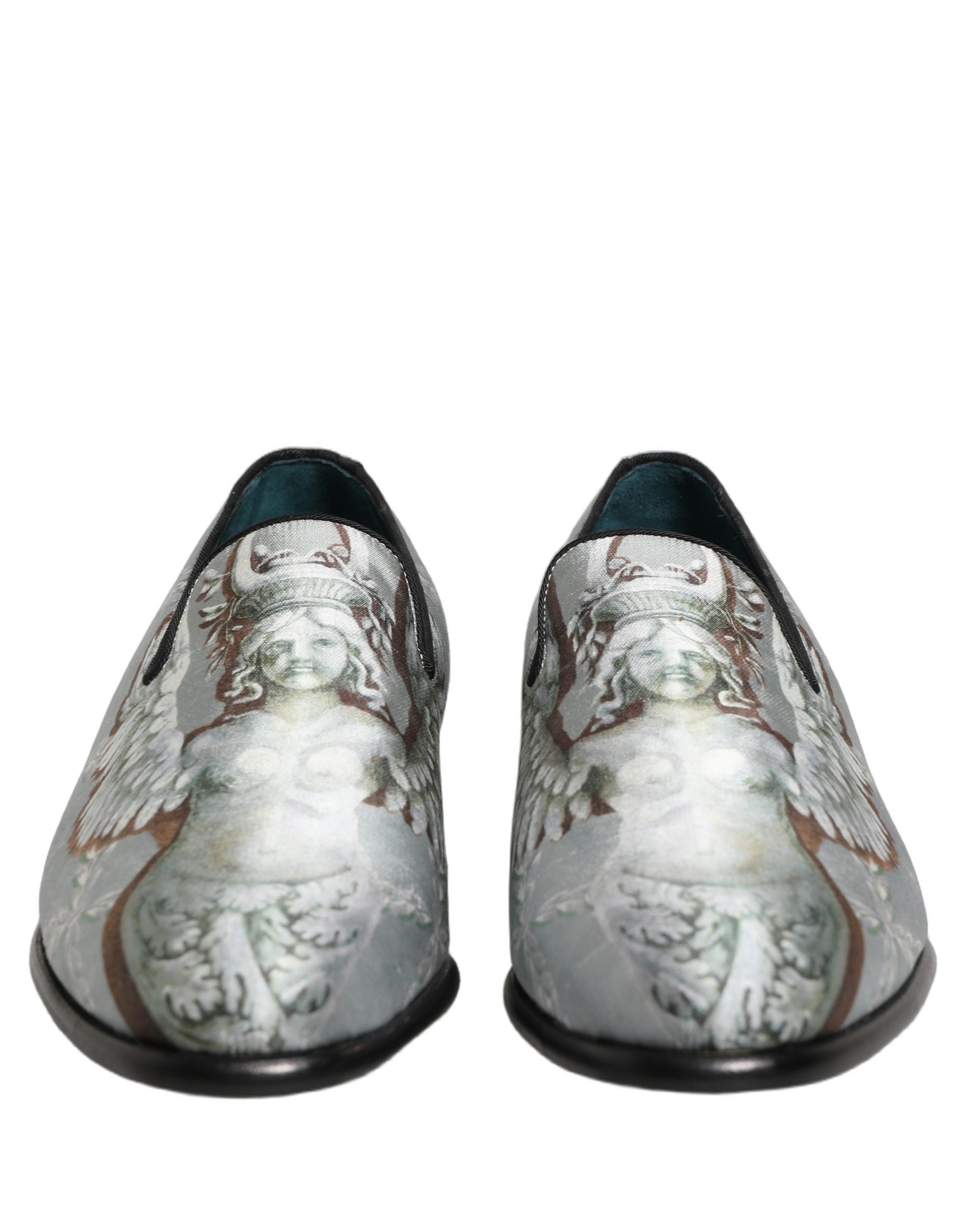 Dolce & Gabbana Gray Baroque Angel Velvet Moccasin