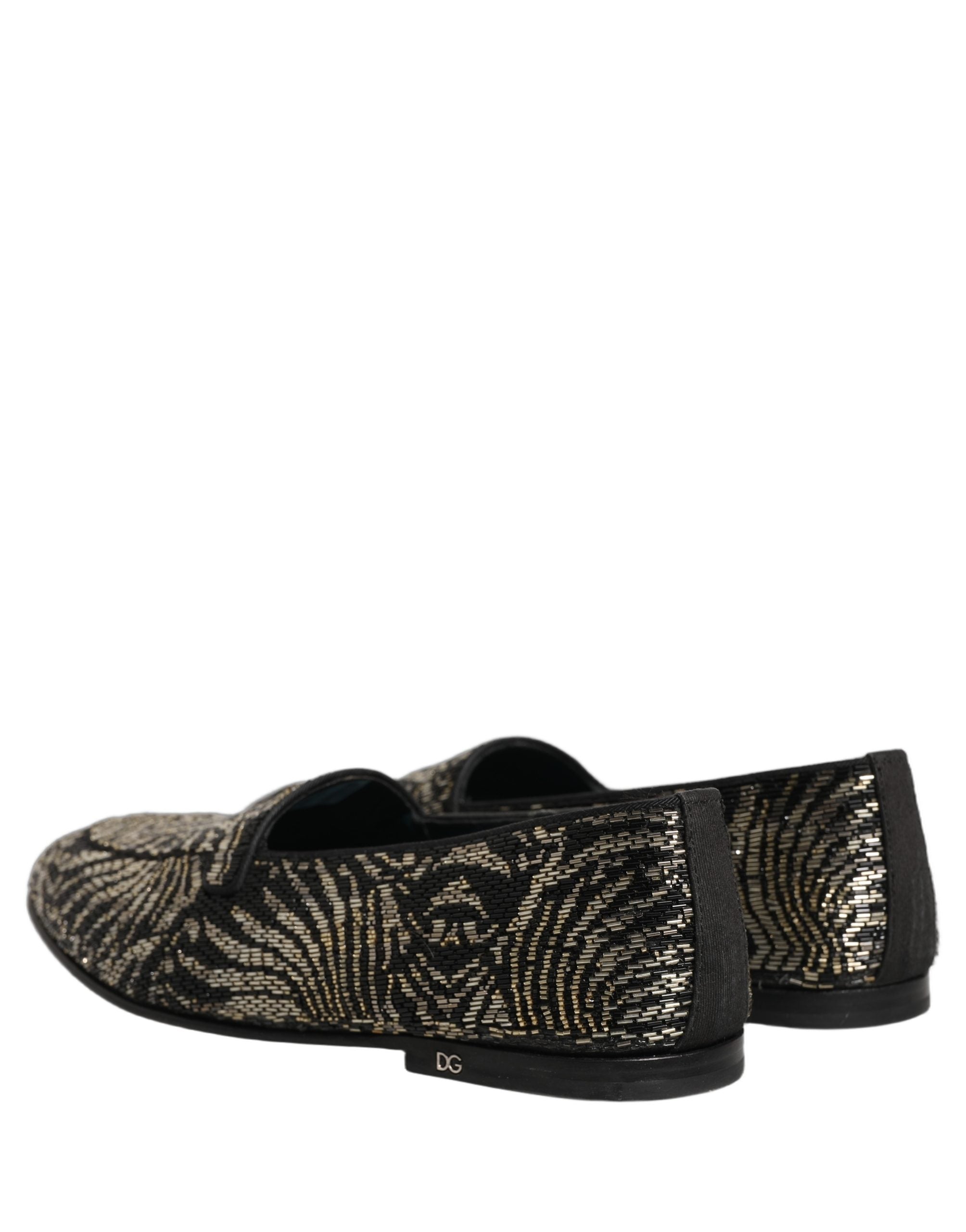 Dolce & Gabbana Black Silver Embellished Dress Loafers Shoes